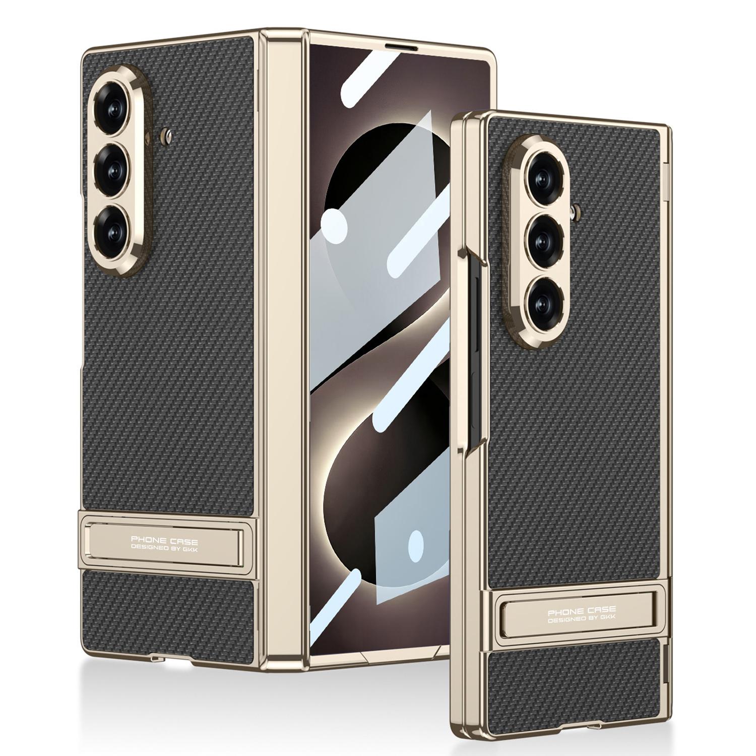 For Galaxy Z Fold8 Ultra 5G GKK Integrated Triumph Phantom Magnetic Leather Phone Case with Holder(Carbon Fiber) - Shopkiz.com
