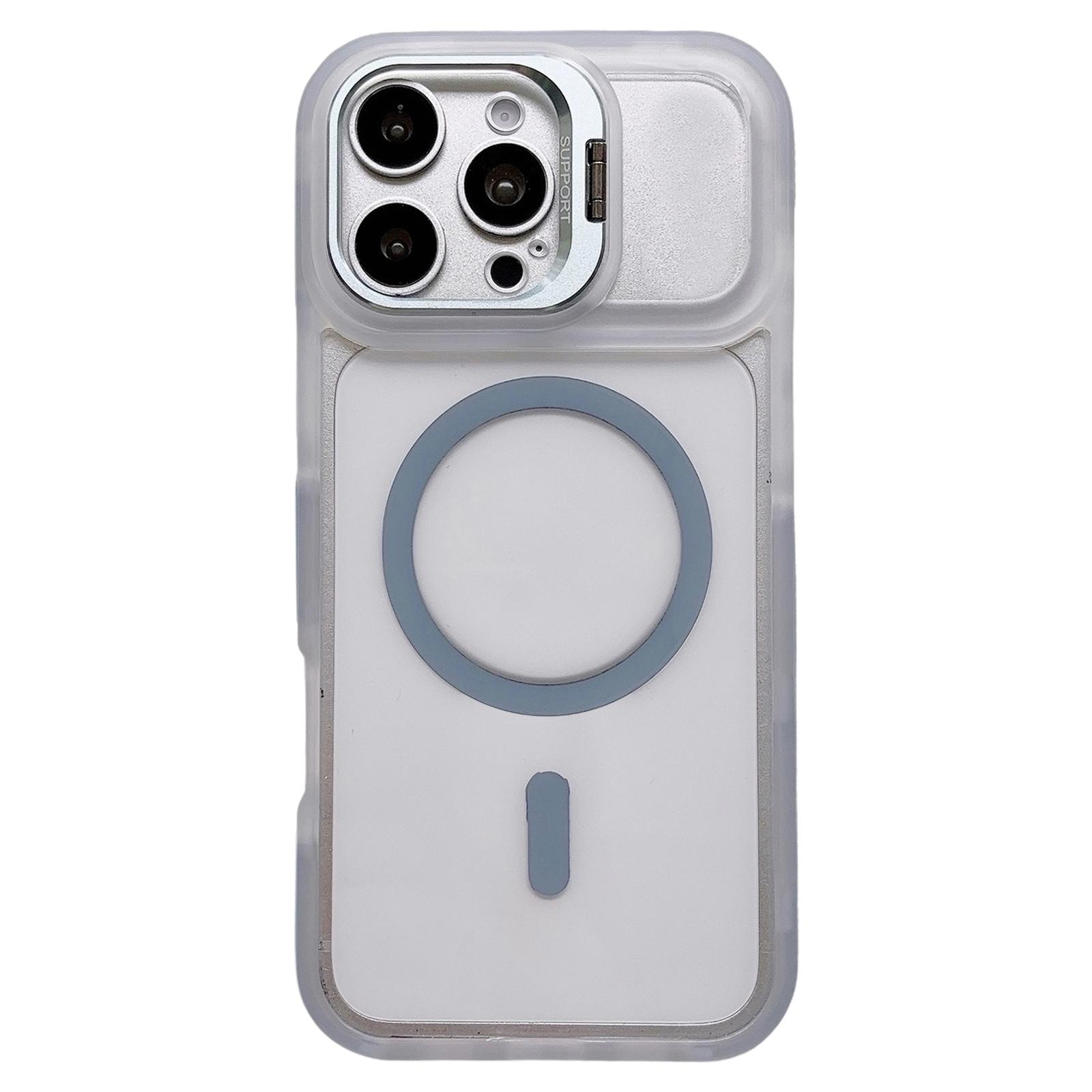 For iPhone 16 Pro Dual-Color Magnetic Lens Holder Phone Case(Blue) - Shopkiz.com