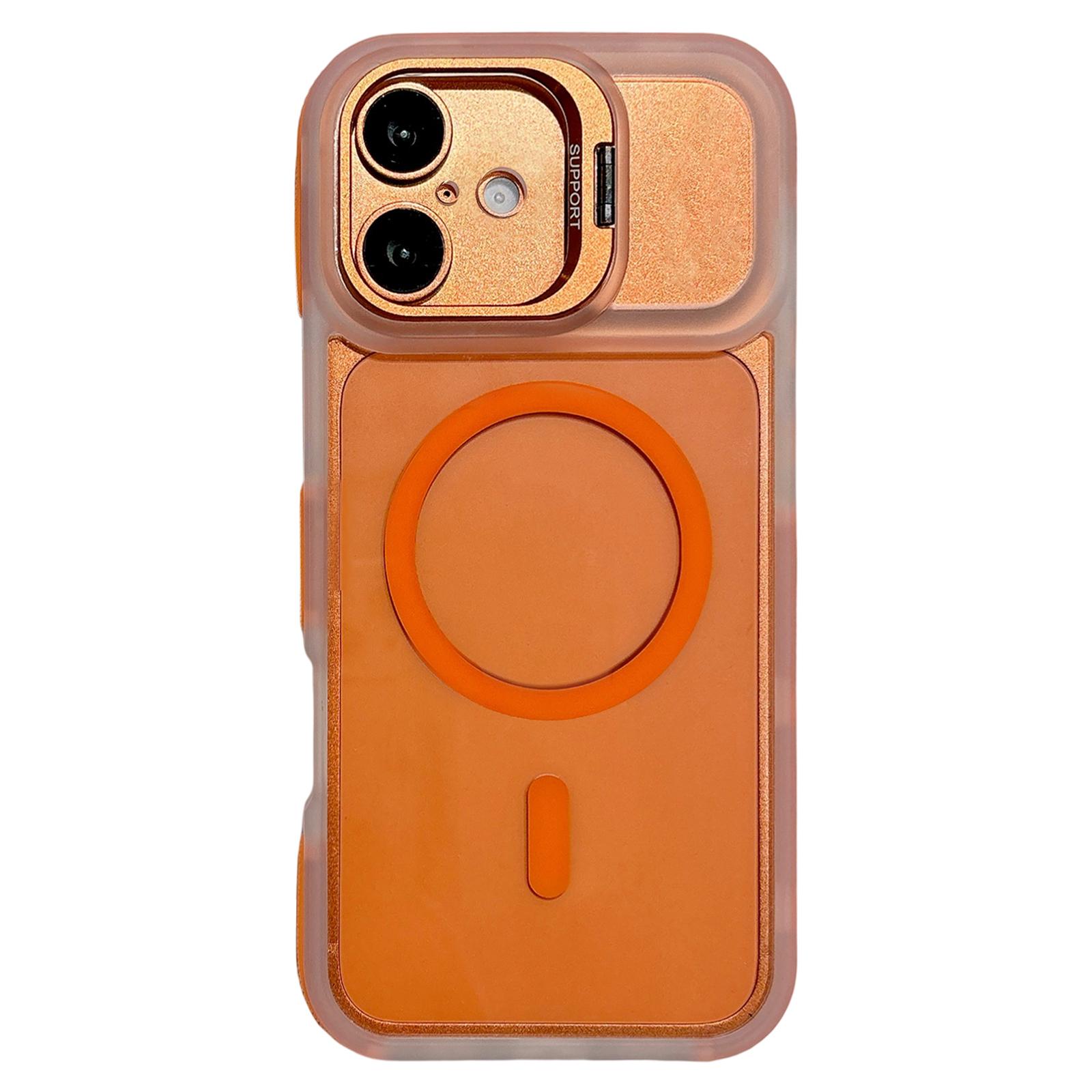 For iPhone 17 Dual-Color Magnetic Lens Holder Phone Case(Orange) - Shopkiz.com