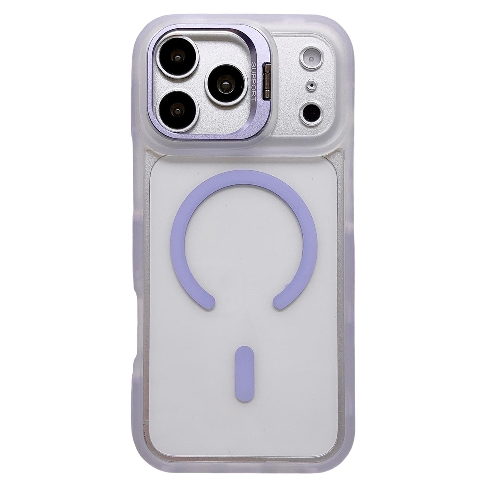 For iPhone 17 Pro Dual-Color Magnetic Lens Holder Phone Case(Purple) - Shopkiz.com