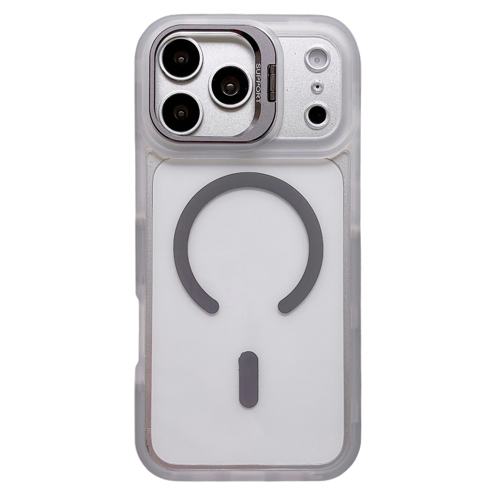 For iPhone 17 Pro Max Dual-Color Magnetic Lens Holder Phone Case(Grey) - Shopkiz.com