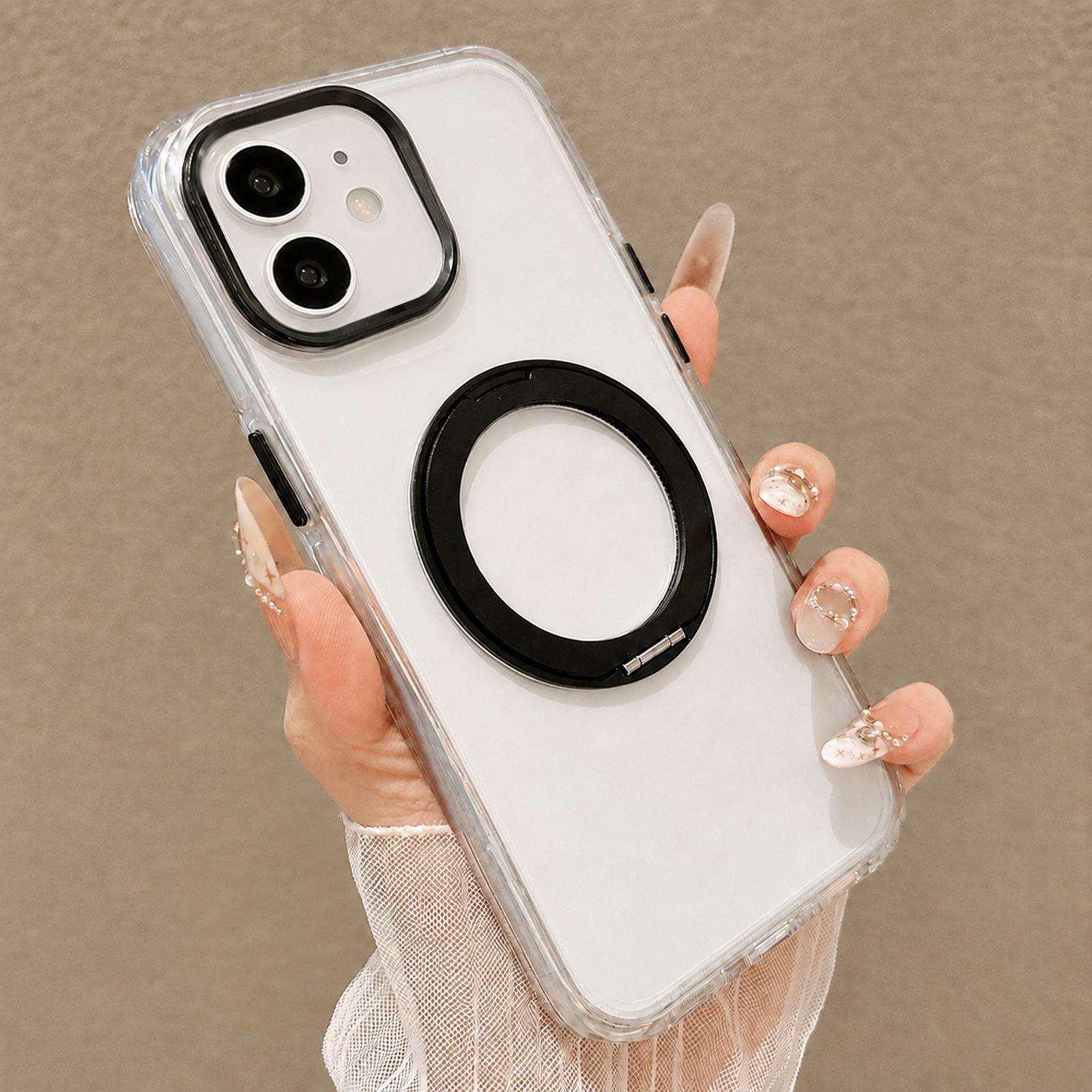 For iPhone 12 Airbag Shockproof Magnetic Rotating Holder Phone Case(Black) - Shopkiz.com
