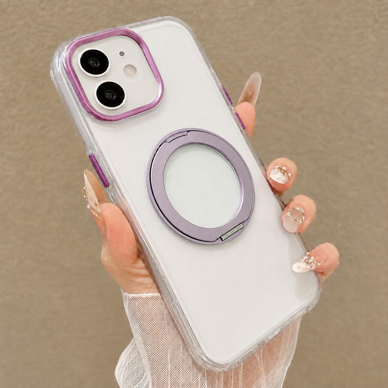 For iPhone 12 Airbag Shockproof Magnetic Rotating Holder Phone Case(Purple) - Shopkiz.com