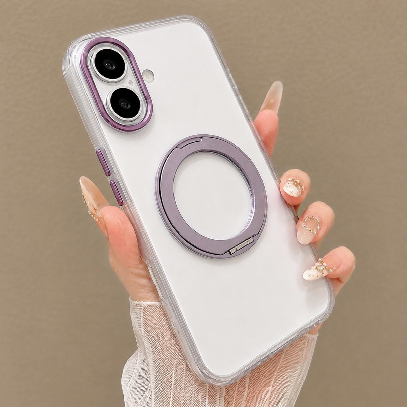 For iPhone 17 Airbag Shockproof Magnetic Rotating Holder Phone Case(Purple) - Shopkiz.com