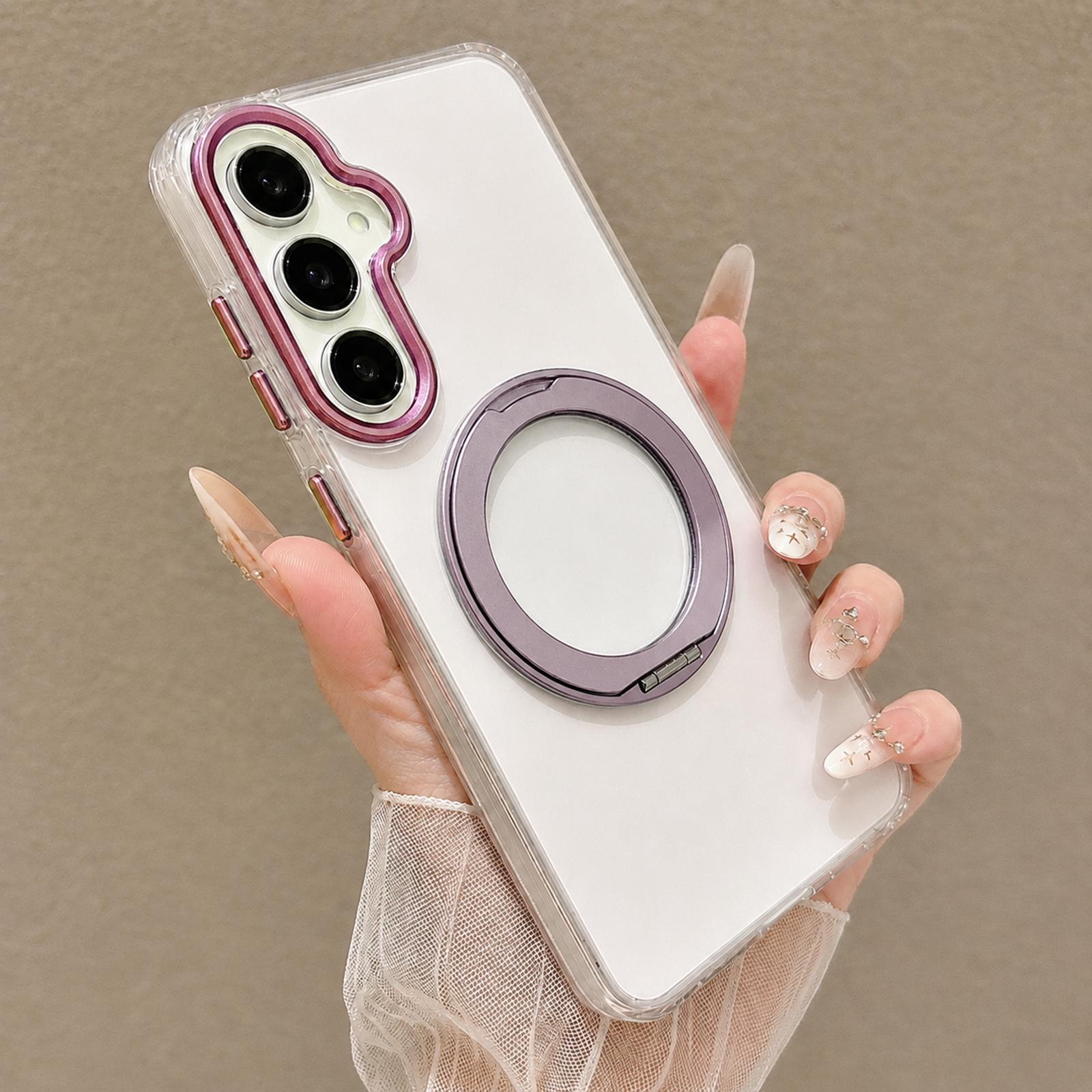 For Galaxy A16 5G / 4G Airbag Shockproof Magnetic Rotating Holder Phone Case(Purple) - Shopkiz.com