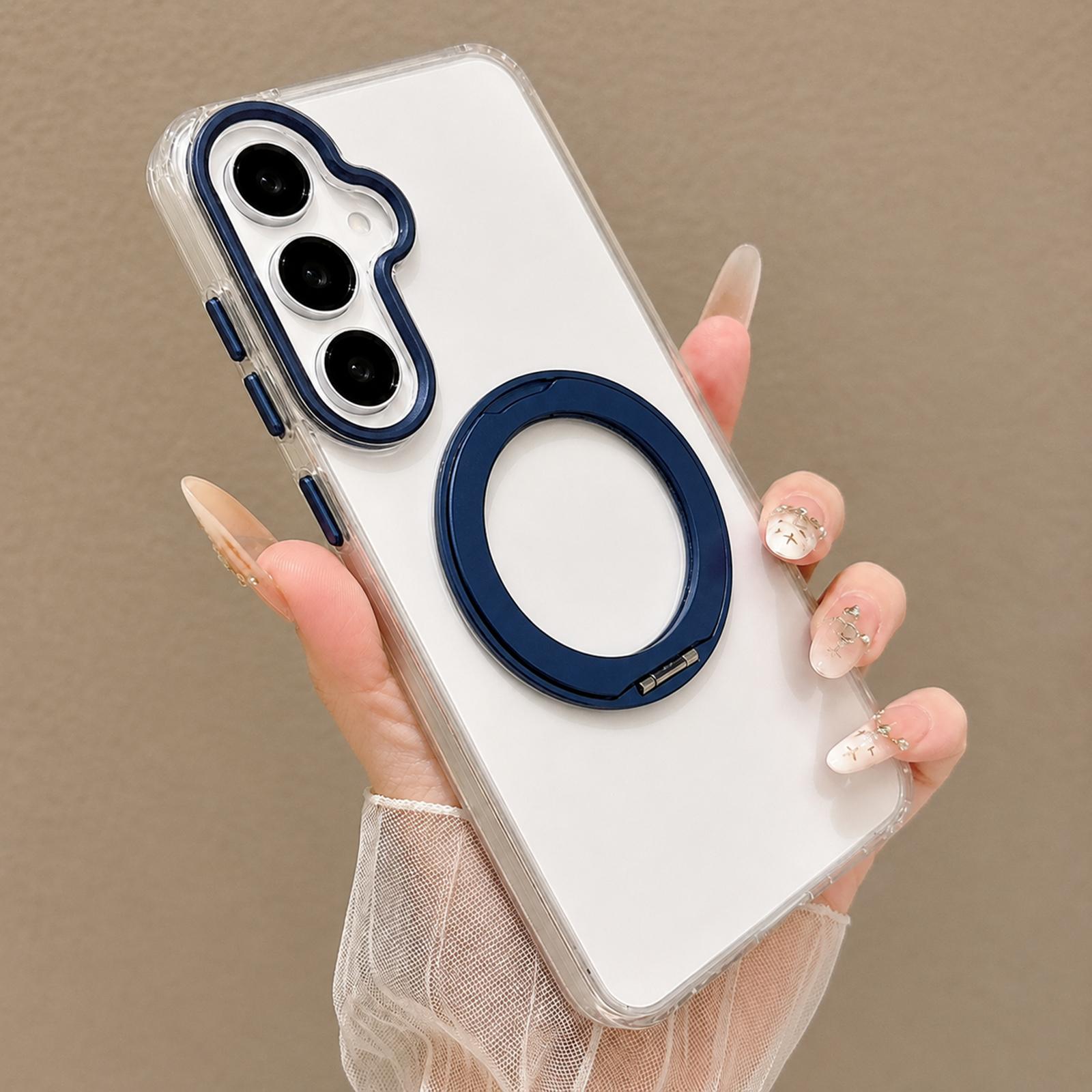 For Galaxy A16 5G / 4G Airbag Shockproof Magnetic Rotating Holder Phone Case(Blue) - Shopkiz.com