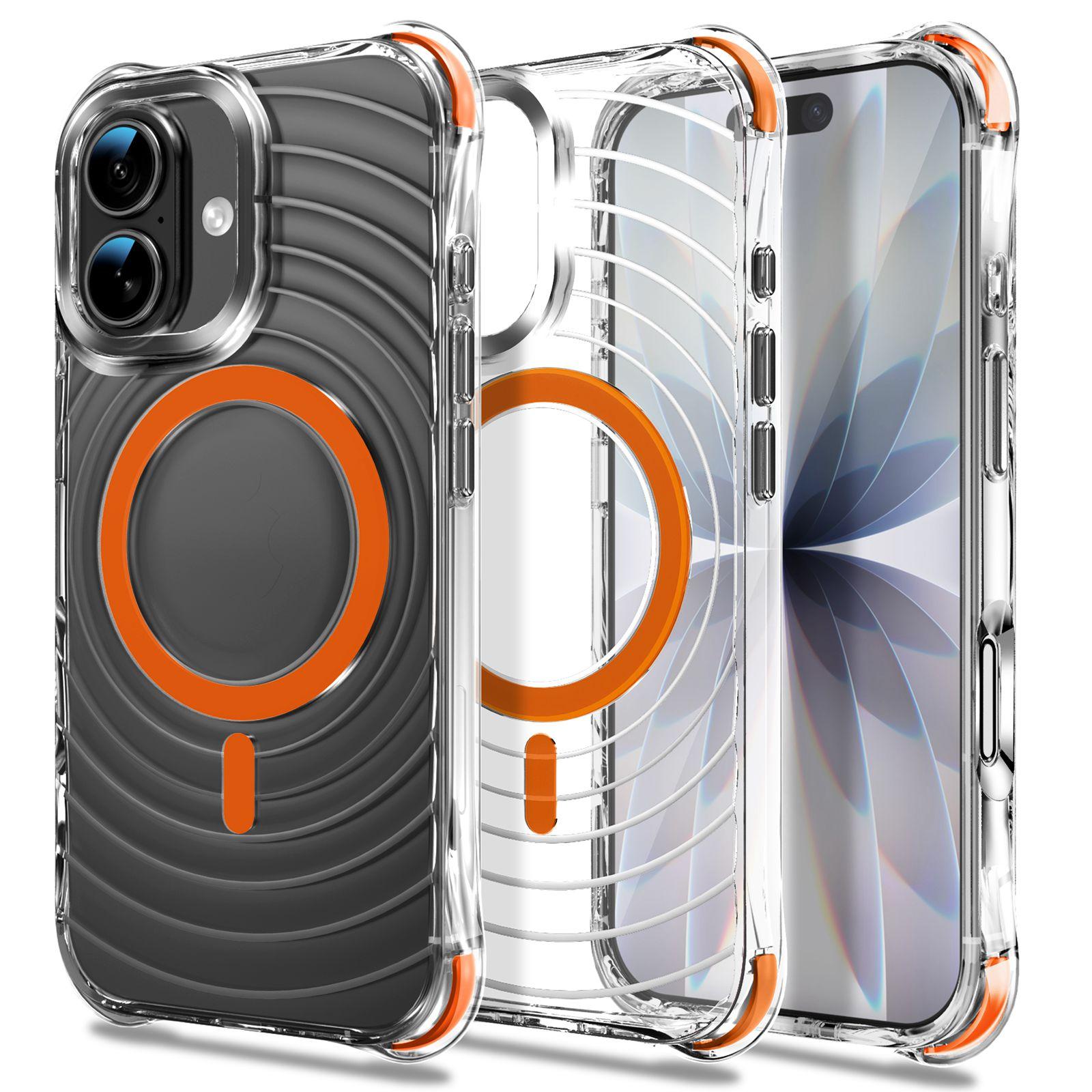 For iPhone 17 Wave Pattern Air Cushion Corners Shockproof Magnetic Phone Case(Orange) - Shopkiz.com
