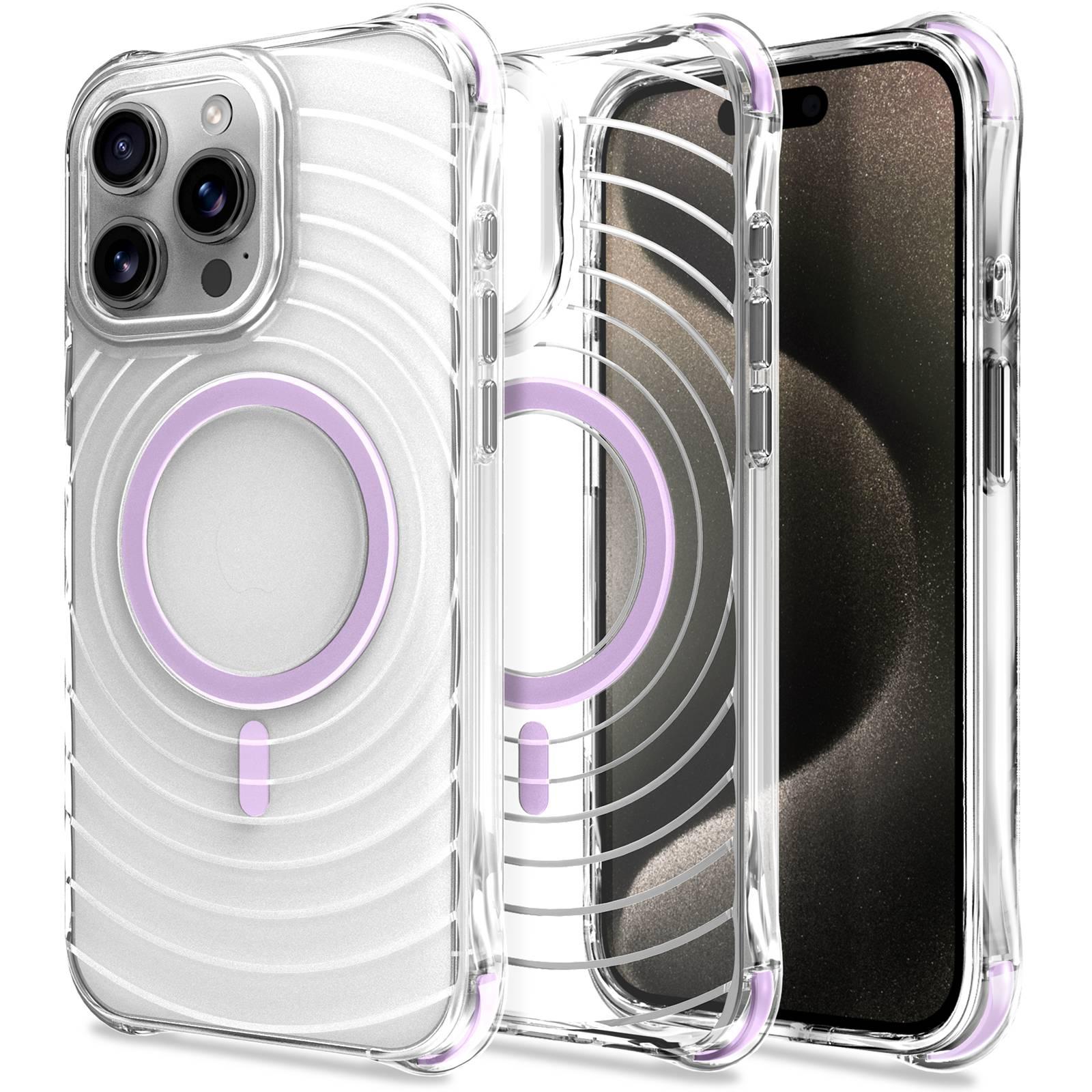 For iPhone 13 Pro Wave Pattern Air Cushion Corners Shockproof Magnetic Phone Case(Purple) - Shopkiz.com