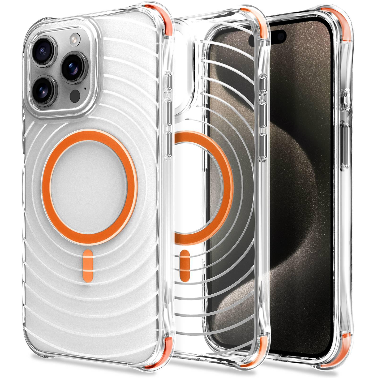 For iPhone 12 Pro / 12 Wave Pattern Air Cushion Corners Shockproof Magnetic Phone Case(Orange) - Shopkiz.com