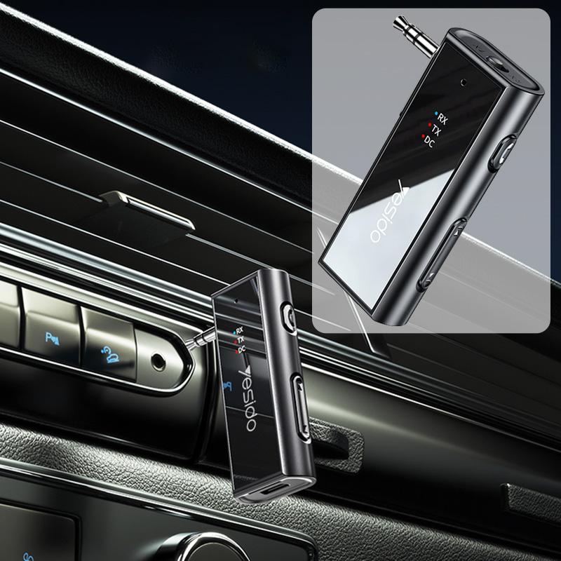 Yesido YAU41 2 in 1 Wireless Adapter 3.5mm Audio AUX Adapter BT 5.1 Transmitter Receiver For Car(Black) - Shopkiz.com