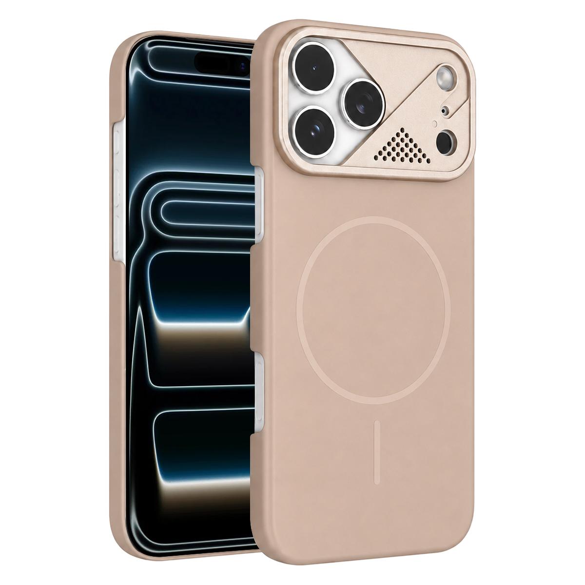 For iPhone 17 Pro Ultra-thin Gold Armor PC Magnetic Phone Case(Desert Gold) - Shopkiz.com