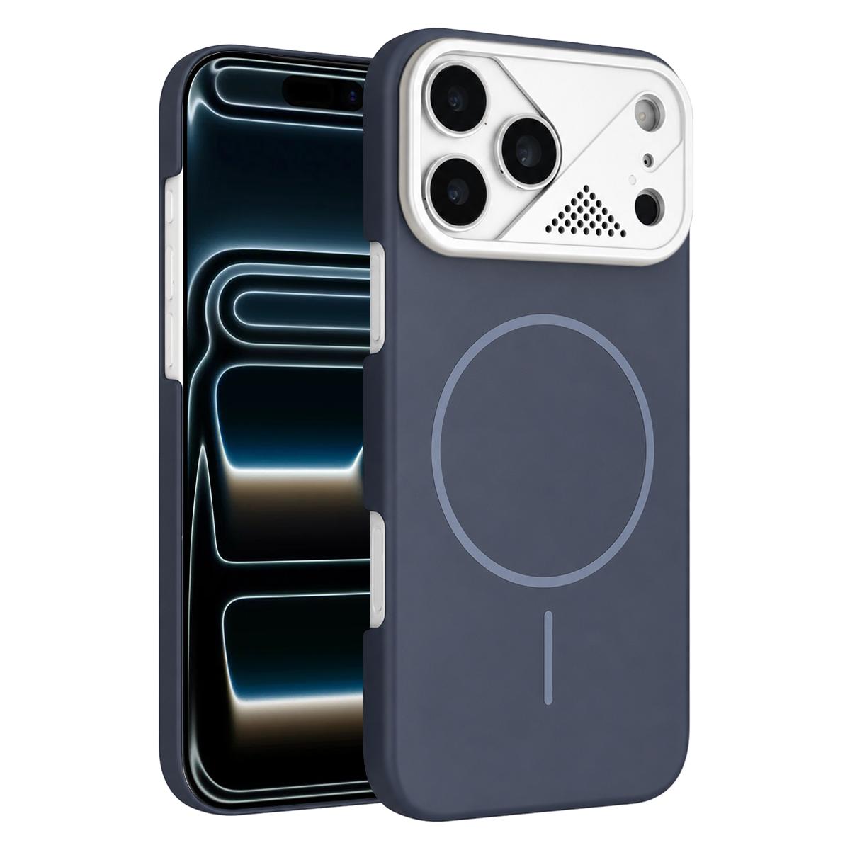 For iPhone 17 Pro Ultra-thin Gold Armor PC Magnetic Phone Case(Carbon Gray) - Shopkiz.com