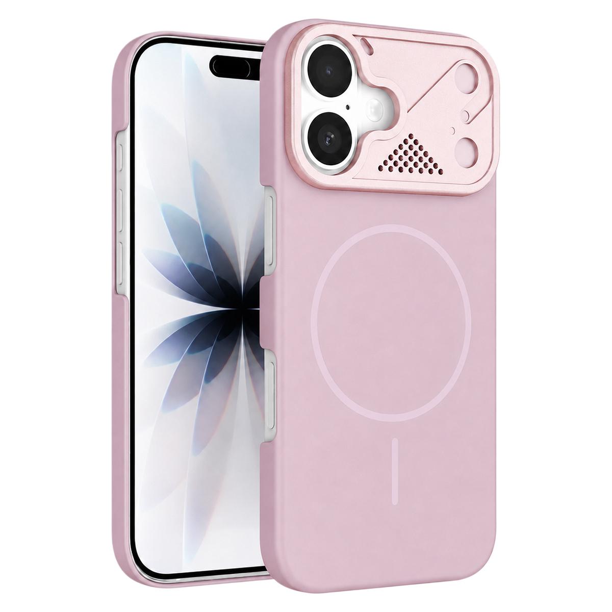 For iPhone 17 Ultra-thin Gold Armor PC Magnetic Phone Case(Sakura Pink) - Shopkiz.com