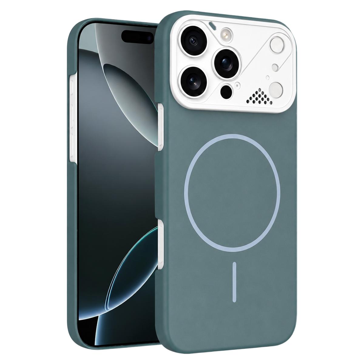 For iPhone 16 Pro Max Ultra-thin Gold Armor PC Magnetic Phone Case(Surge Blue) - Shopkiz.com