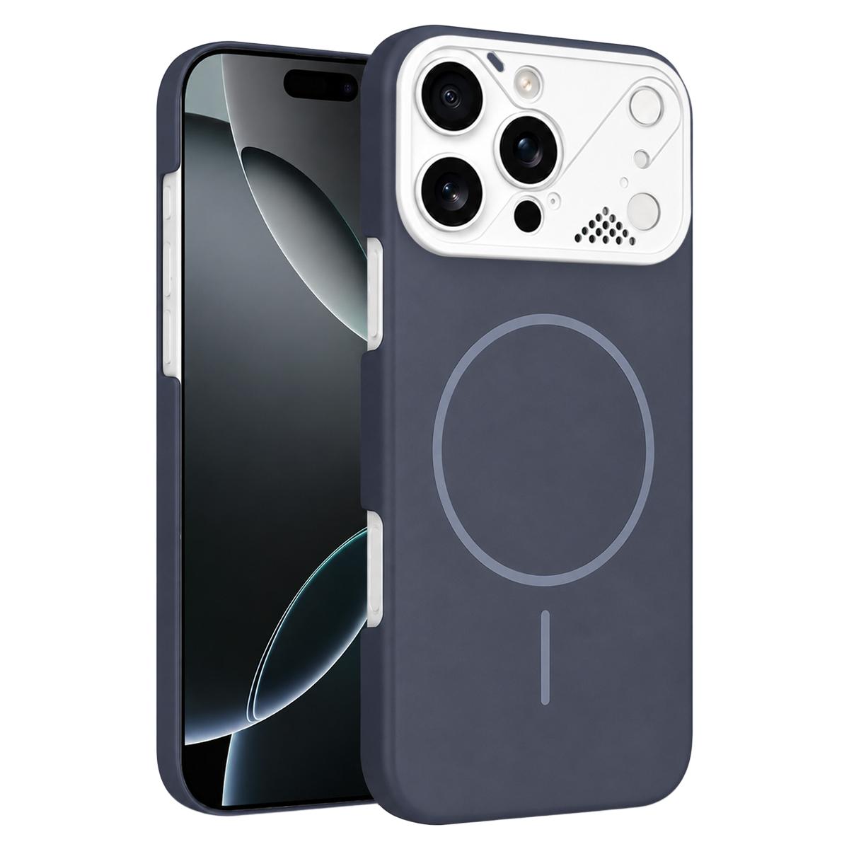 For iPhone 16 Pro Max Ultra-thin Gold Armor PC Magnetic Phone Case(Carbon Gray) - Shopkiz.com