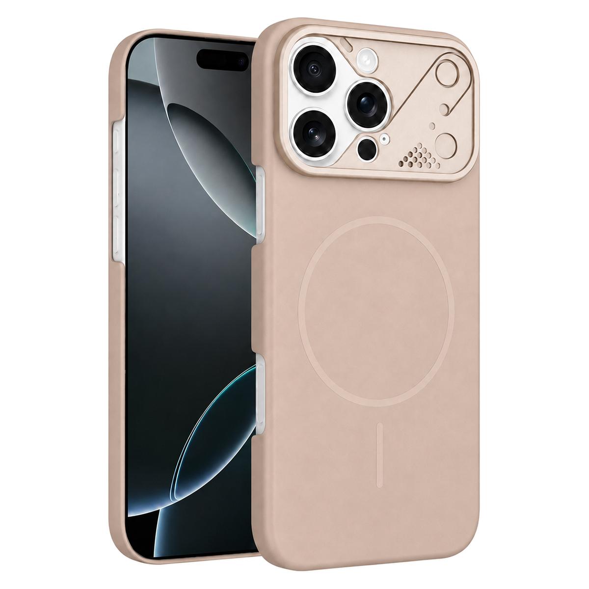 For iPhone 16 Pro Ultra-thin Gold Armor PC Magnetic Phone Case(Desert Gold) - Shopkiz.com