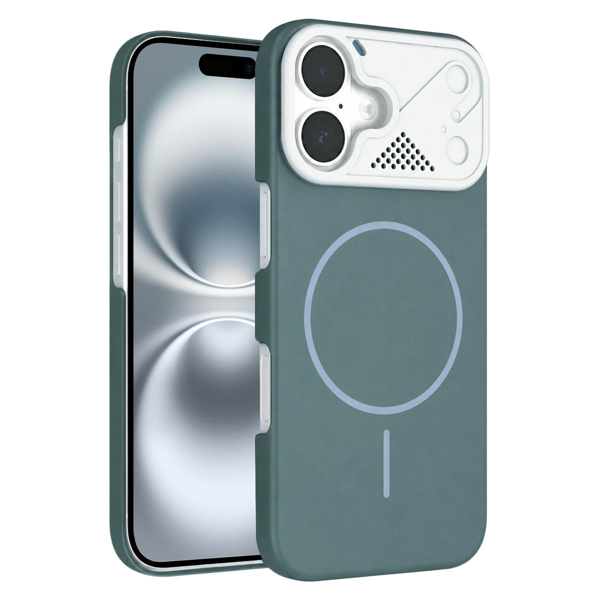 For iPhone 16 Ultra-thin Gold Armor PC Magnetic Phone Case(Surge Blue) - Shopkiz.com