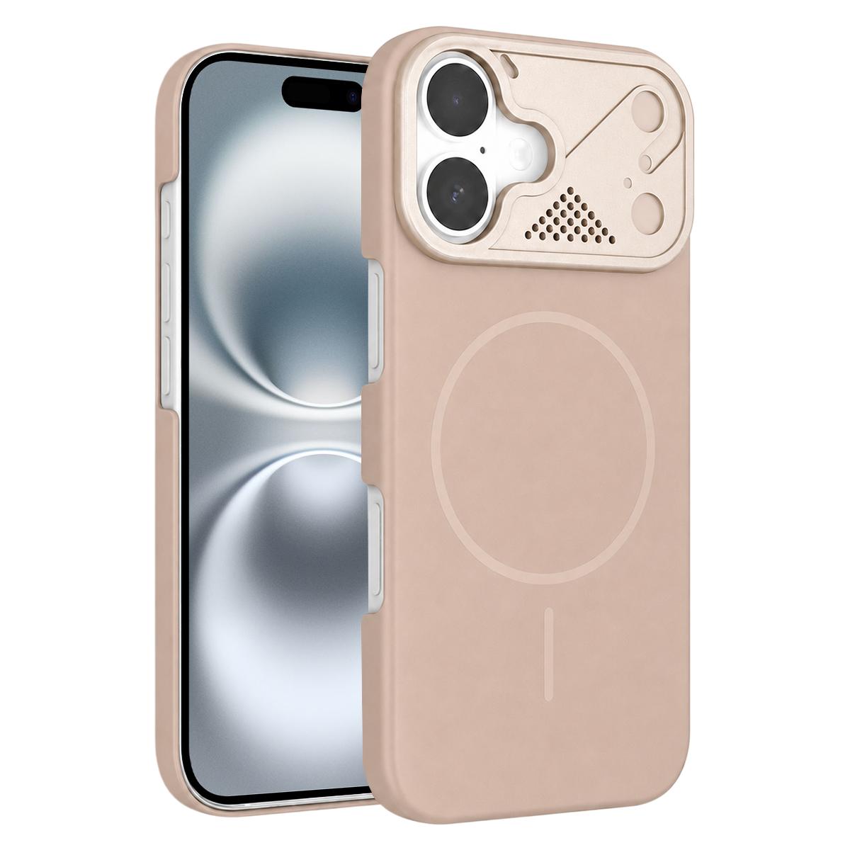 For iPhone 16 Ultra-thin Gold Armor PC Magnetic Phone Case(Desert Gold) - Shopkiz.com