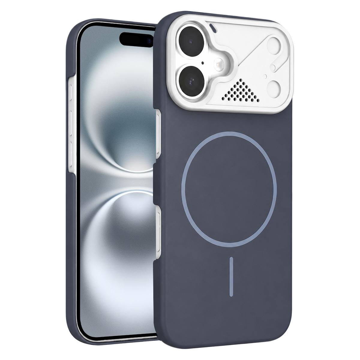 For iPhone 16 Ultra-thin Gold Armor PC Magnetic Phone Case(Carbon Gray) - Shopkiz.com