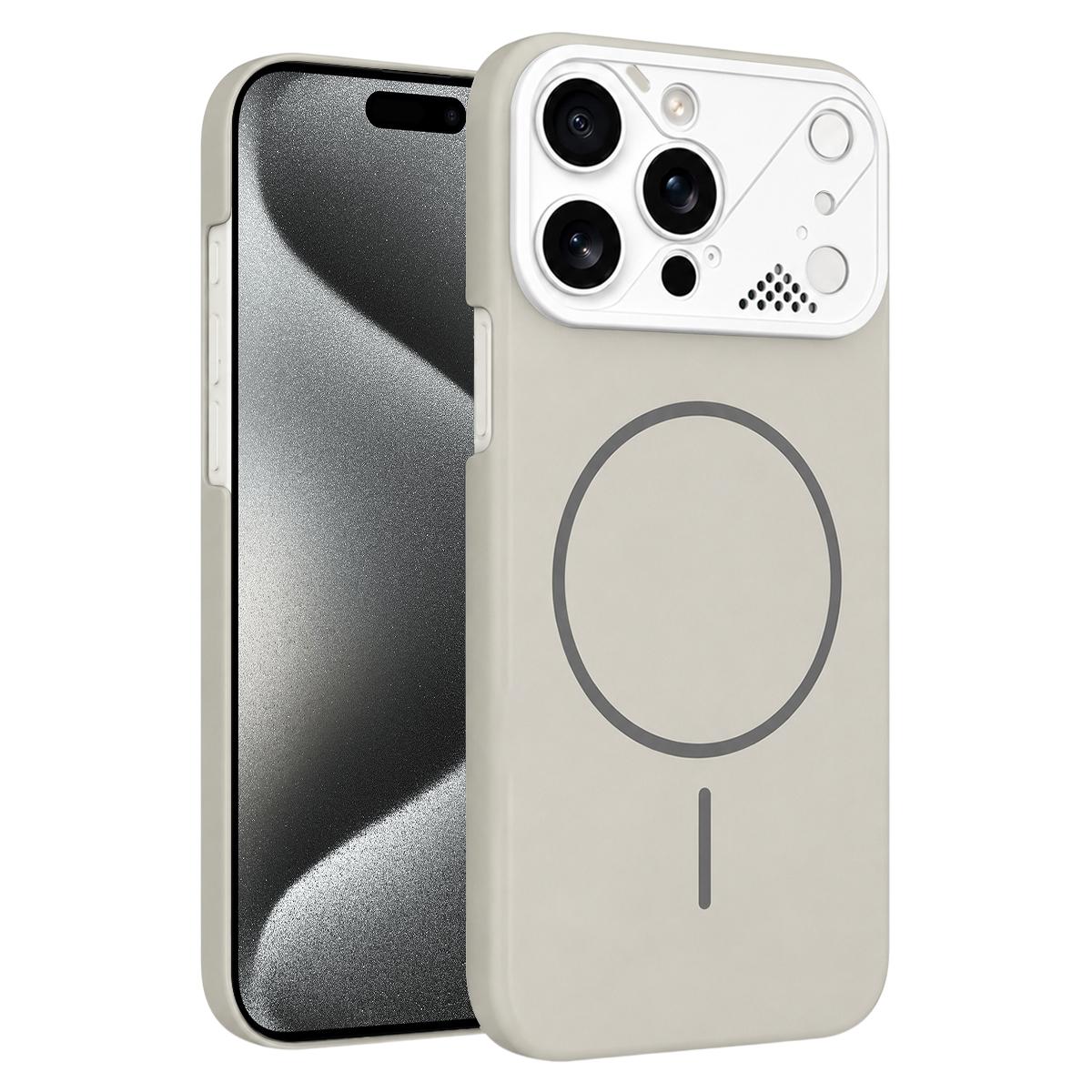 For iPhone 15 Pro Max Ultra-thin Gold Armor PC Magnetic Phone Case(Peak) - Shopkiz.com