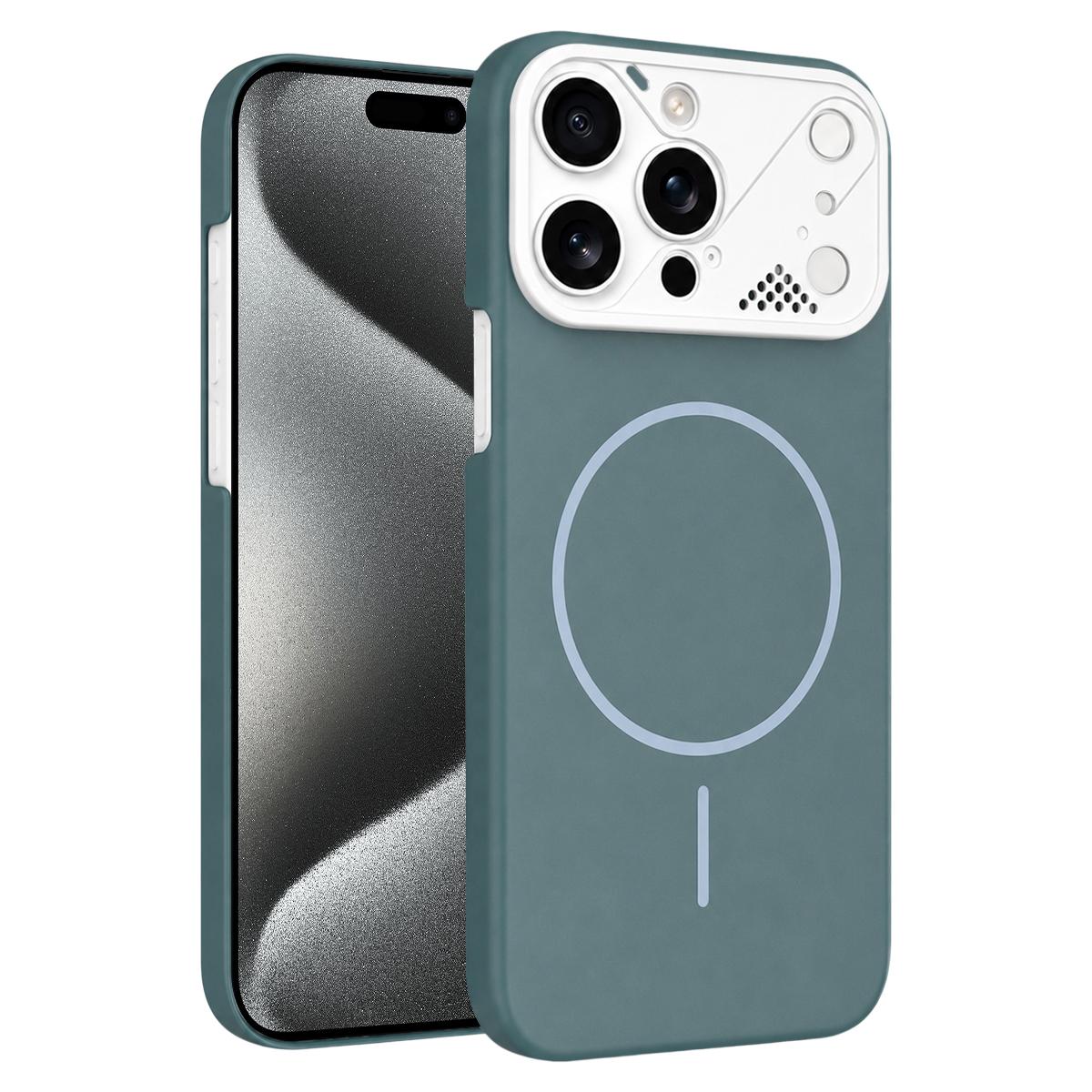 For iPhone 15 Pro Ultra-thin Gold Armor PC Magnetic Phone Case(Surge Blue) - Shopkiz.com