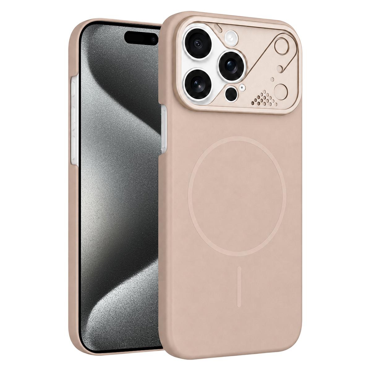 For iPhone 15 Pro Ultra-thin Gold Armor PC Magnetic Phone Case(Desert Gold) - Shopkiz.com