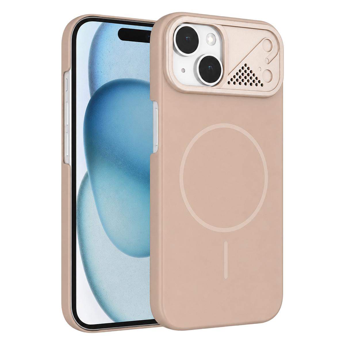 For iPhone 15 Ultra-thin Gold Armor PC Magnetic Phone Case(Desert Gold) - Shopkiz.com