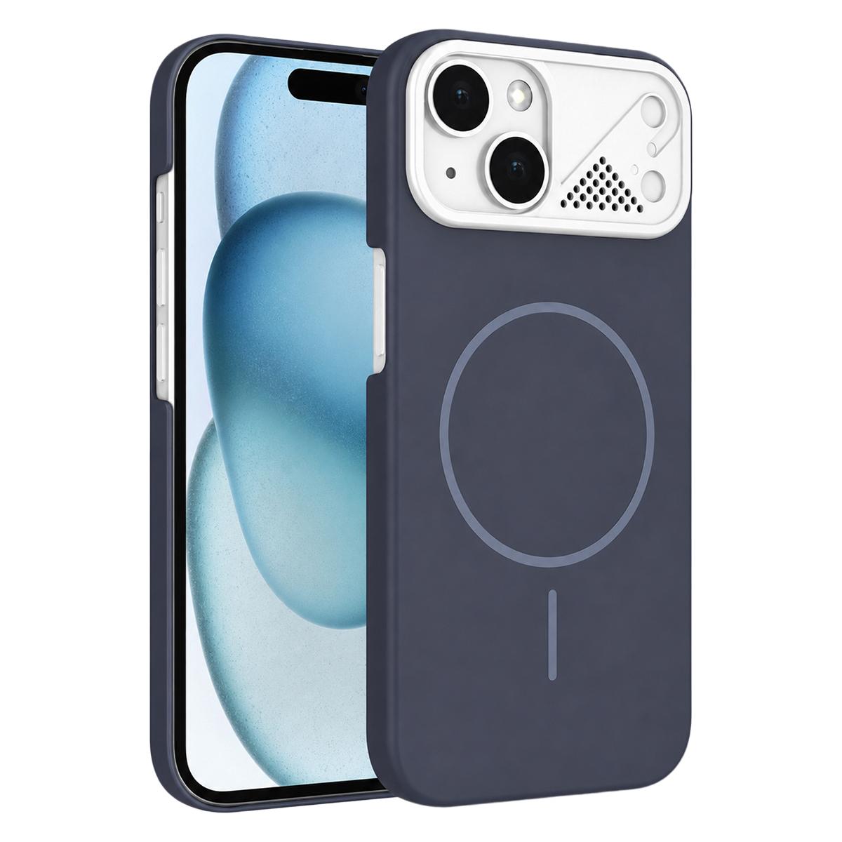 For iPhone 15 Ultra-thin Gold Armor PC Magnetic Phone Case(Carbon Gray) - Shopkiz.com