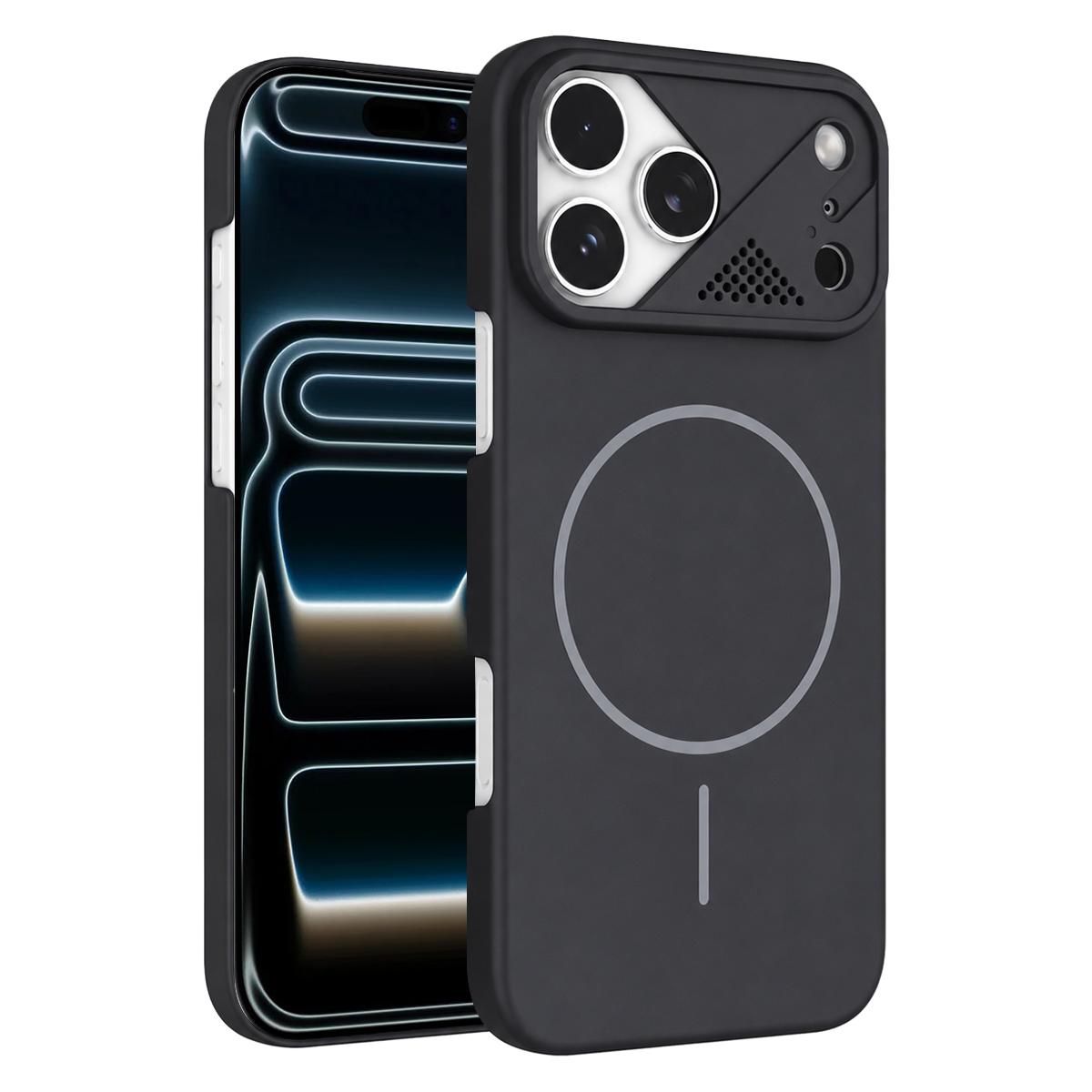 For iPhone 17 Pro Max Ultra-thin Gold Armor PC Magnetic Phone Case(Black) - Shopkiz.com