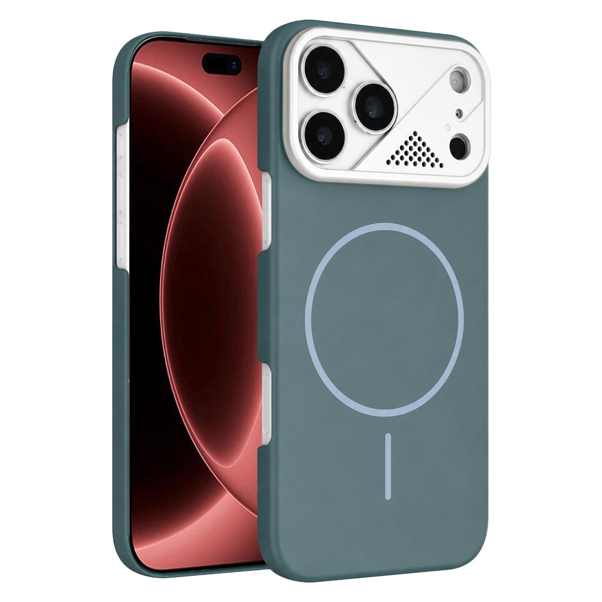 For iPhone 18 Pro Max Ultra-thin Gold Armor PC Magnetic Phone Case(Surge Blue) - Shopkiz.com