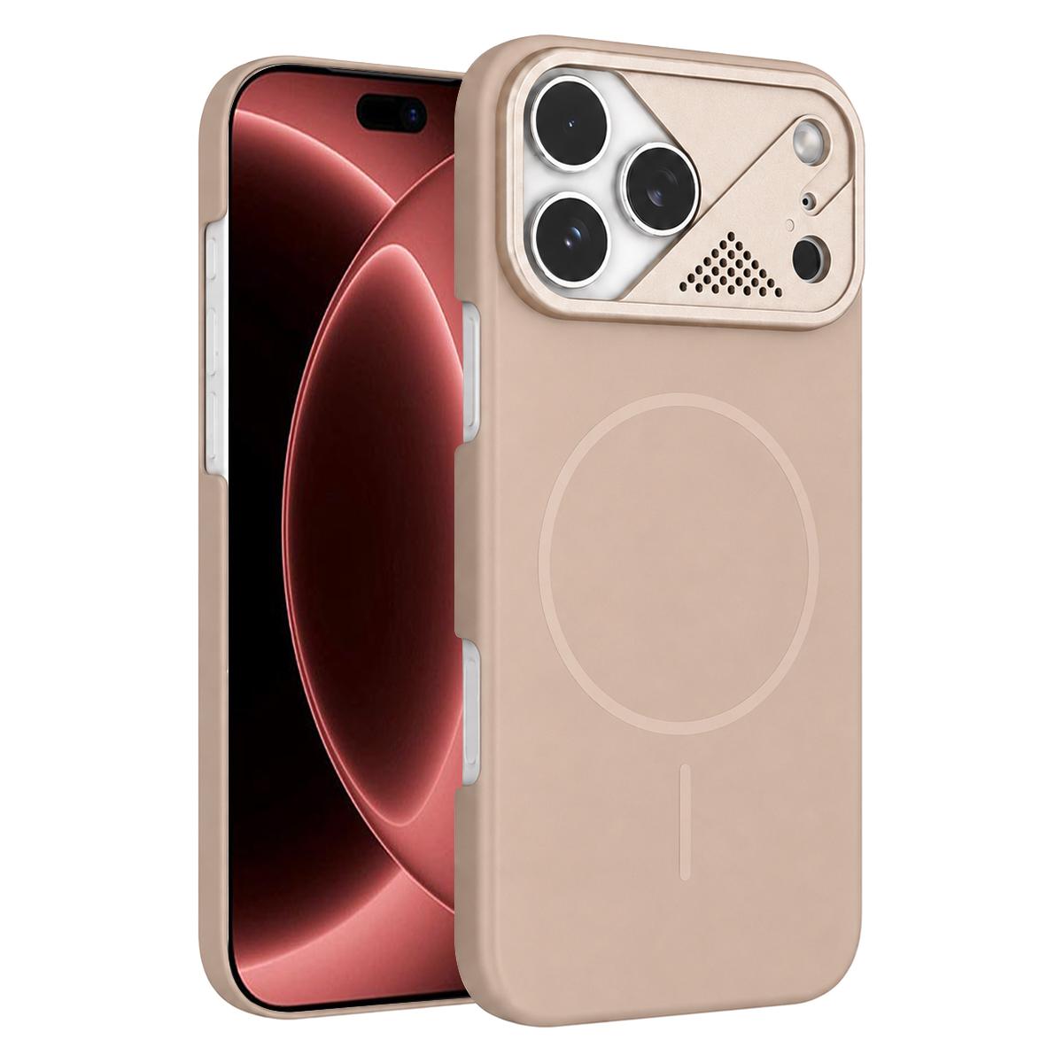For iPhone 18 Pro Max Ultra-thin Gold Armor PC Magnetic Phone Case(Desert Gold) - Shopkiz.com