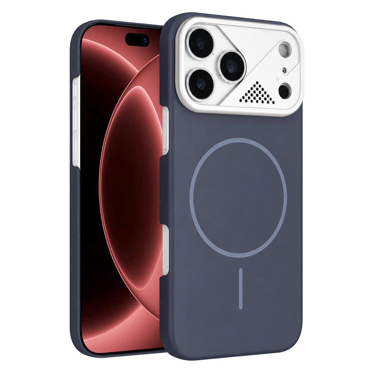 For iPhone 18 Pro Max Ultra-thin Gold Armor PC Magnetic Phone Case(Carbon Gray) - Shopkiz.com