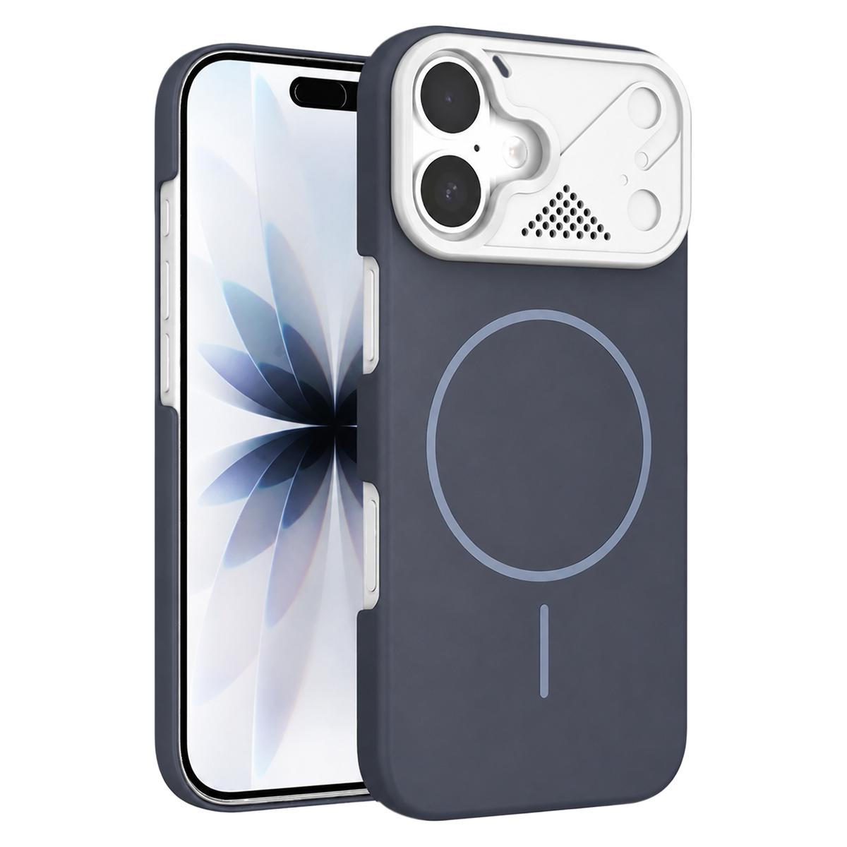 For iPhone 18 Ultra-thin Gold Armor PC Magnetic Phone Case(Carbon Gray) - Shopkiz.com