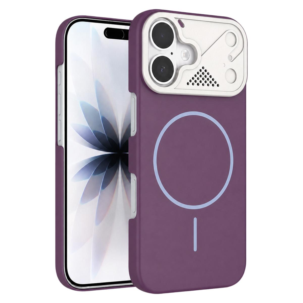 For iPhone 18 Ultra-thin Gold Armor PC Magnetic Phone Case(Purple) - Shopkiz.com