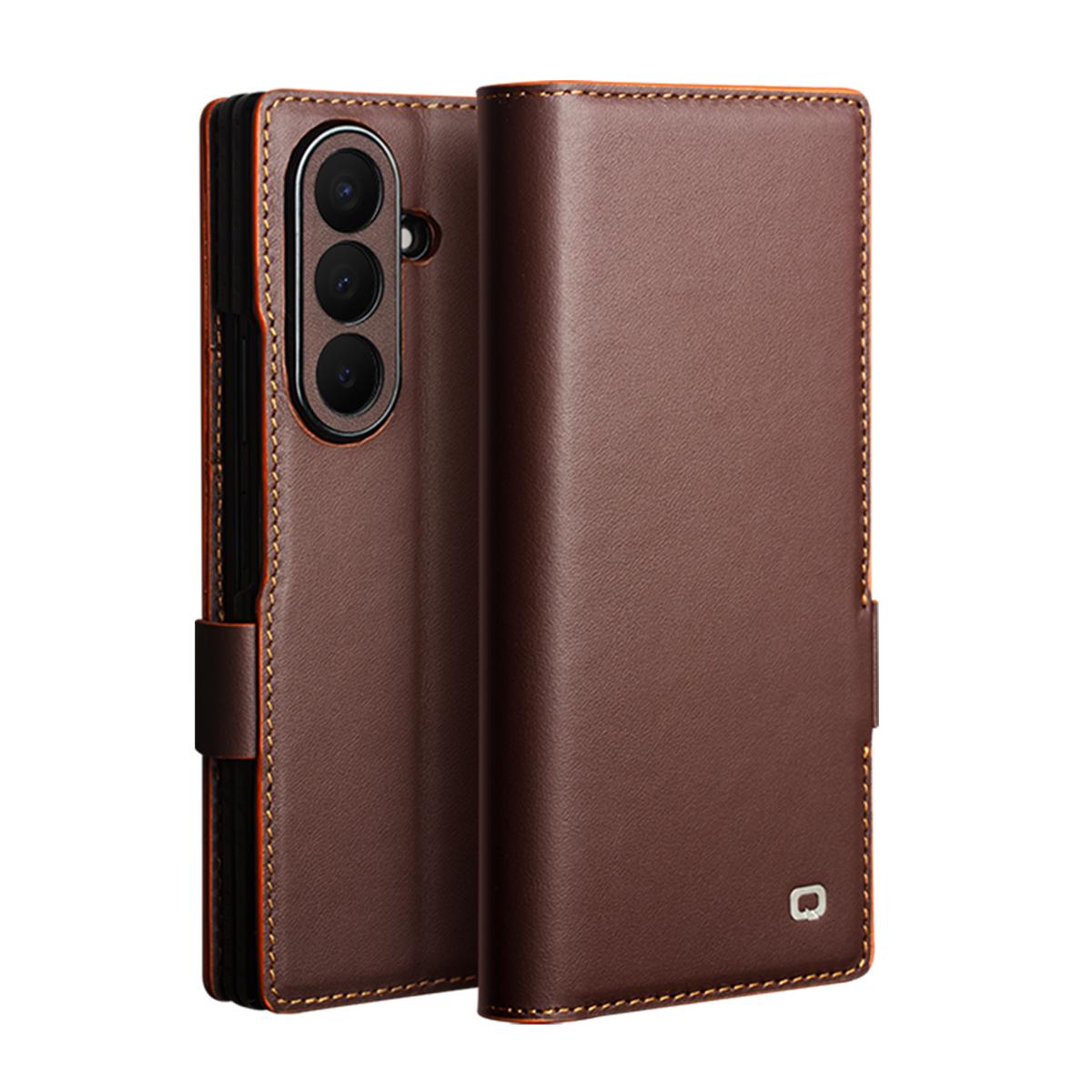 For Galaxy Z Fold8 Ultra 5G QIALINO Classic Gen2 Genuine Leather Phone Case(Brown) - Shopkiz.com