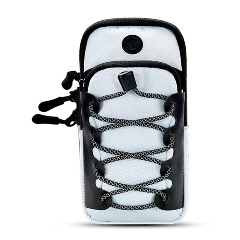 Outdoor Sports Running Adjustable Armband Phone Storage Bag(Grey White) - Shopkiz.com