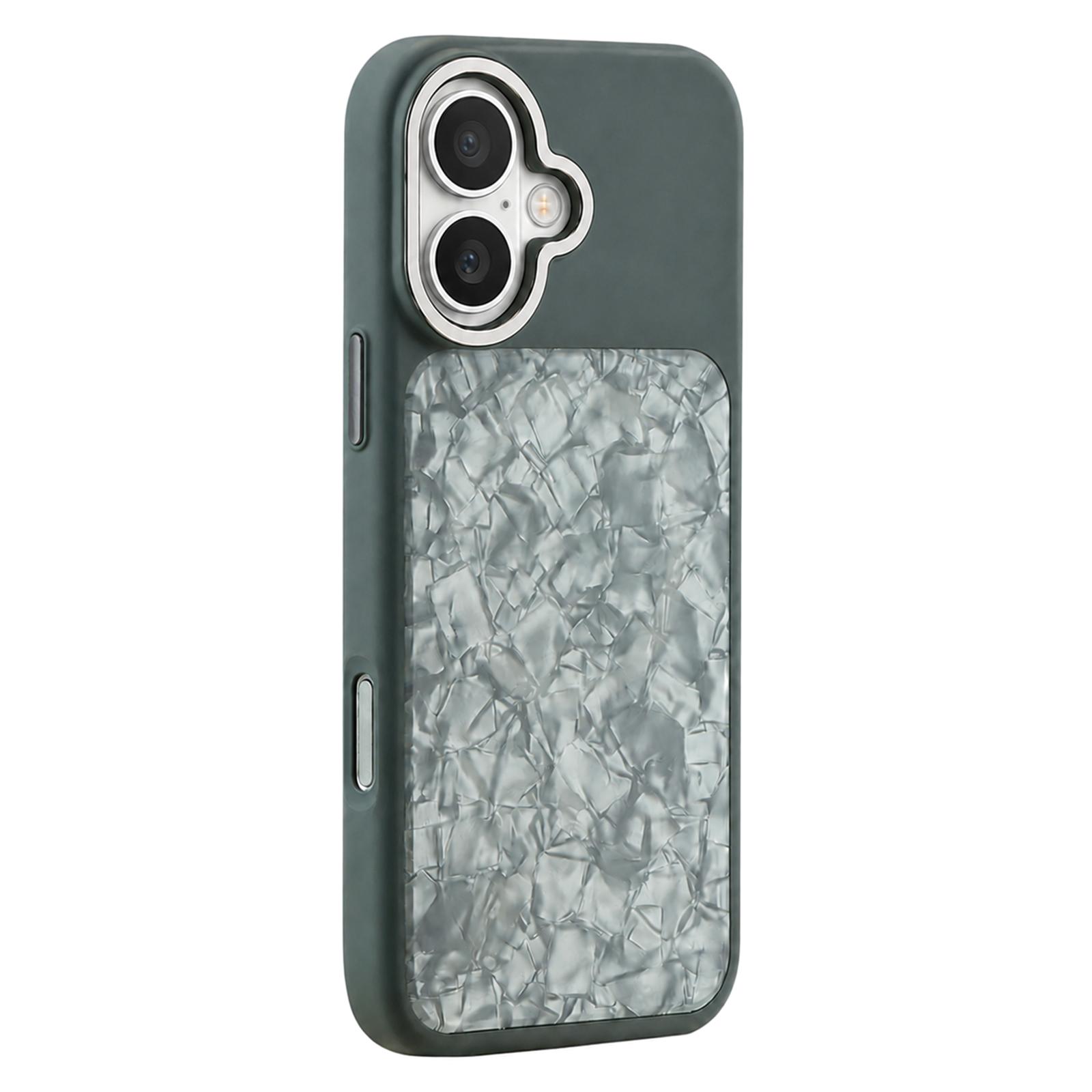 For iPhone 17 Iridescent Solid Color Shell Patterned Magnetic Phone Case(Grey) - Shopkiz.com