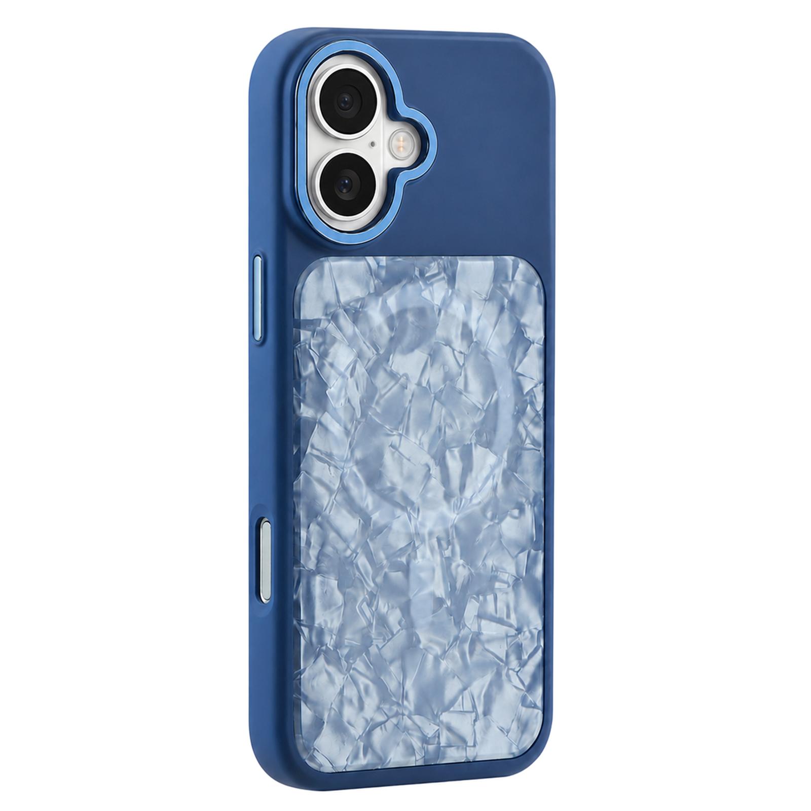 For iPhone 17 Iridescent Solid Color Shell Patterned Magnetic Phone Case(Blue) - Shopkiz.com