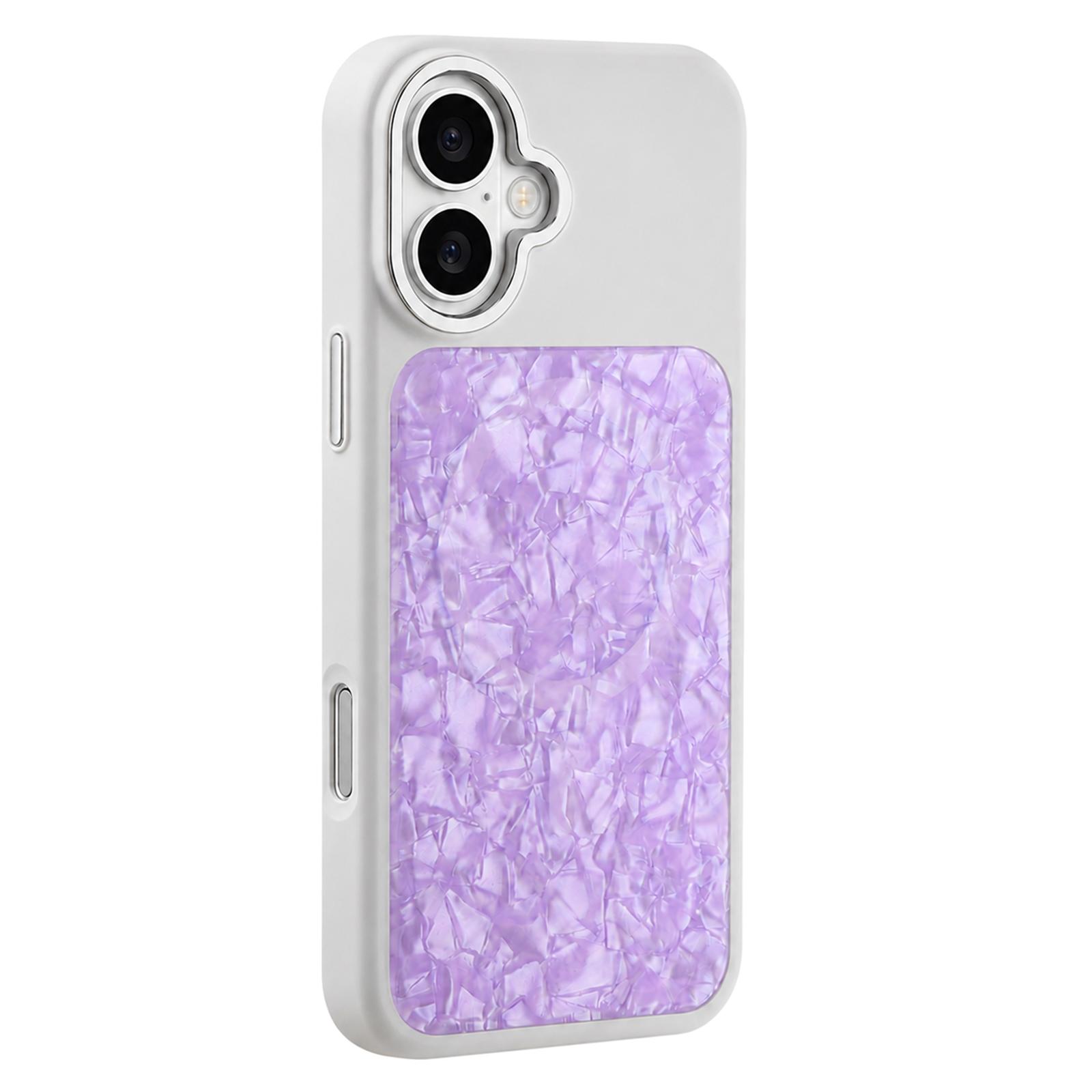 For iPhone 17 Iridescent Solid Color Shell Patterned Magnetic Phone Case(Purple) - Shopkiz.com