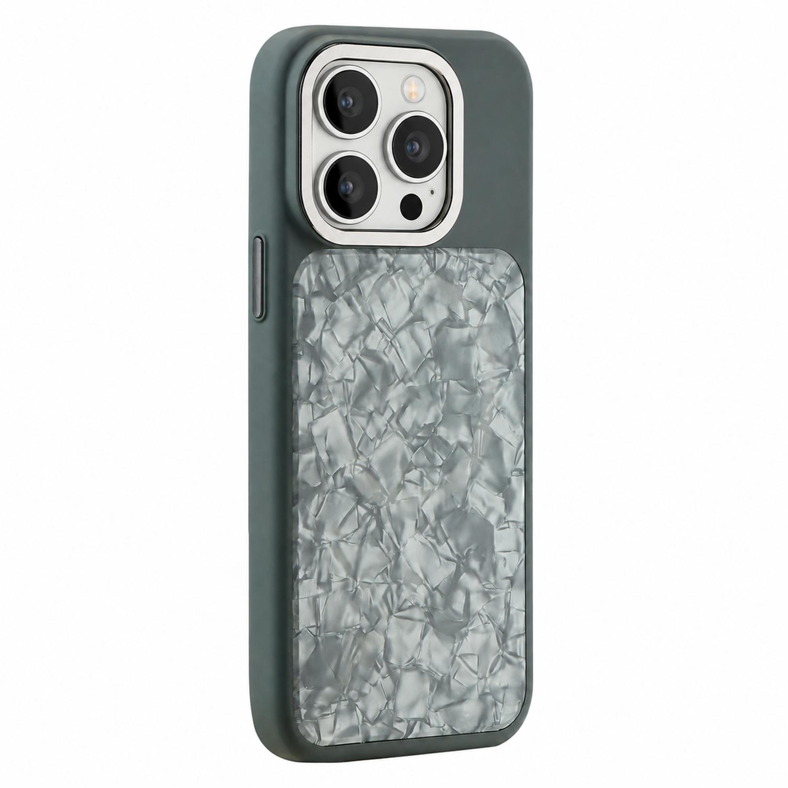 For iPhone 13 Pro Max Iridescent Solid Color Shell Patterned Magnetic Phone Case(Grey) - Shopkiz.com