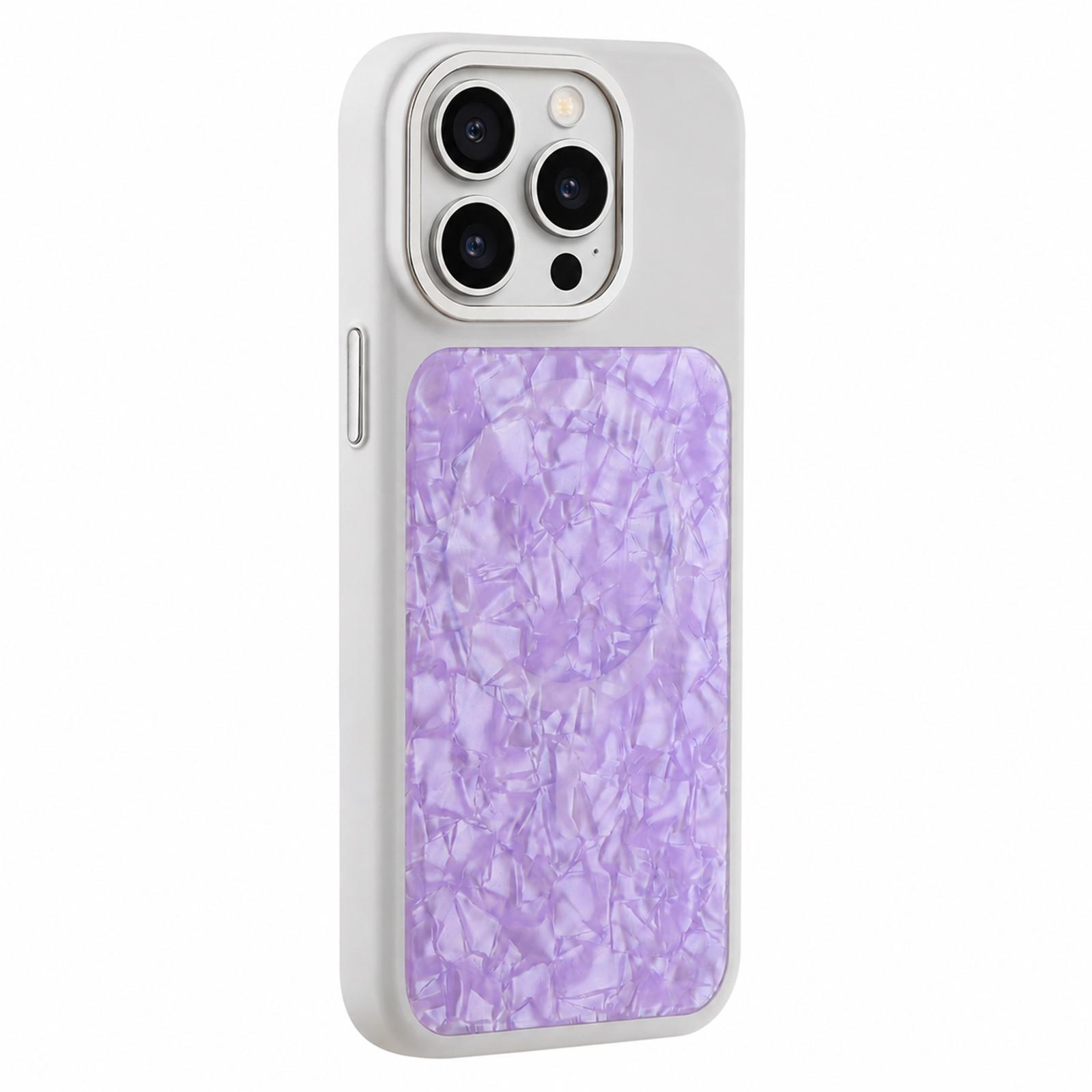 For iPhone 13 Pro Iridescent Solid Color Shell Patterned Magnetic Phone Case(Purple) - Shopkiz.com