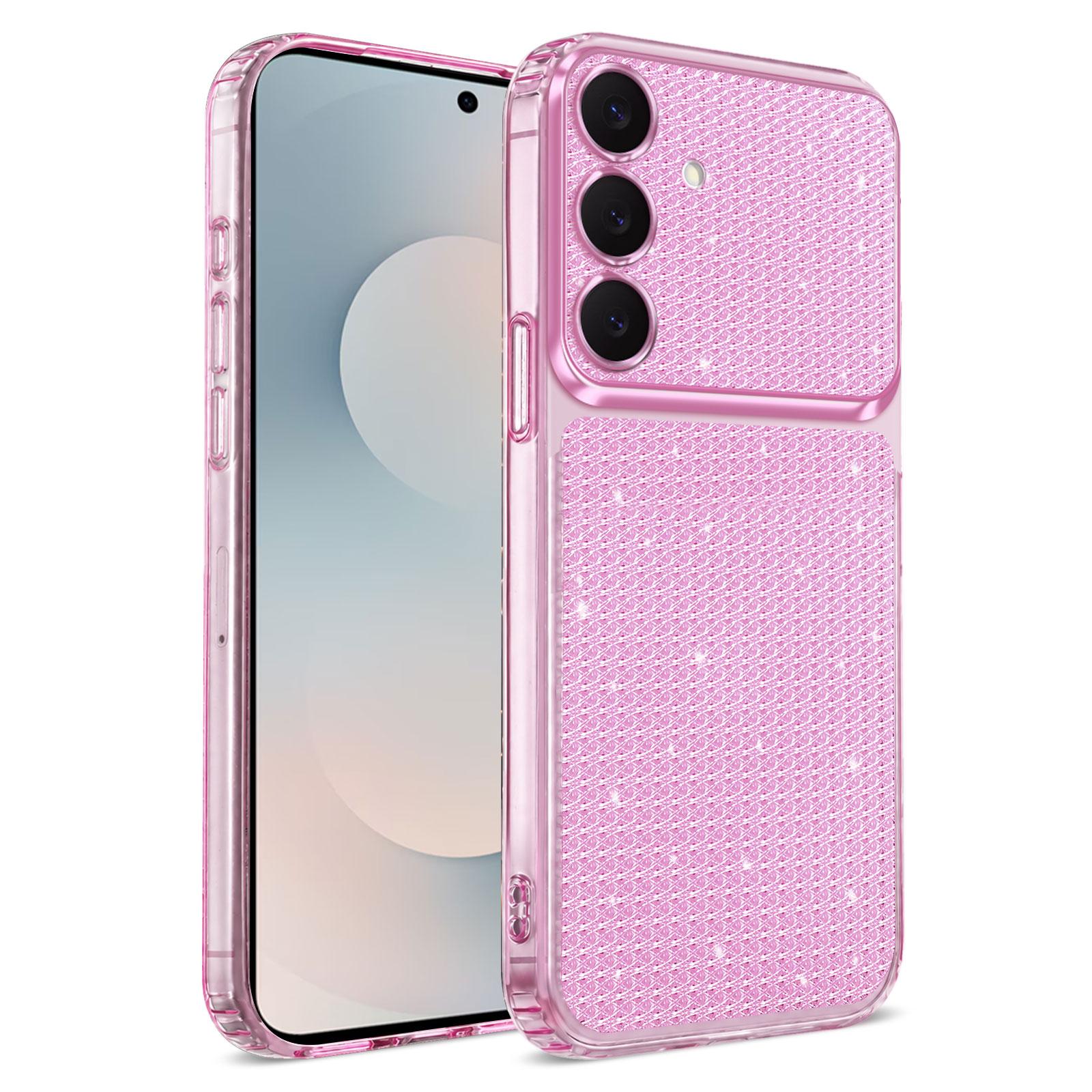 For Galaxy S26+ 5G Sparkling Diamond Glitter Airbag Phone Case(Pink) - Shopkiz.com