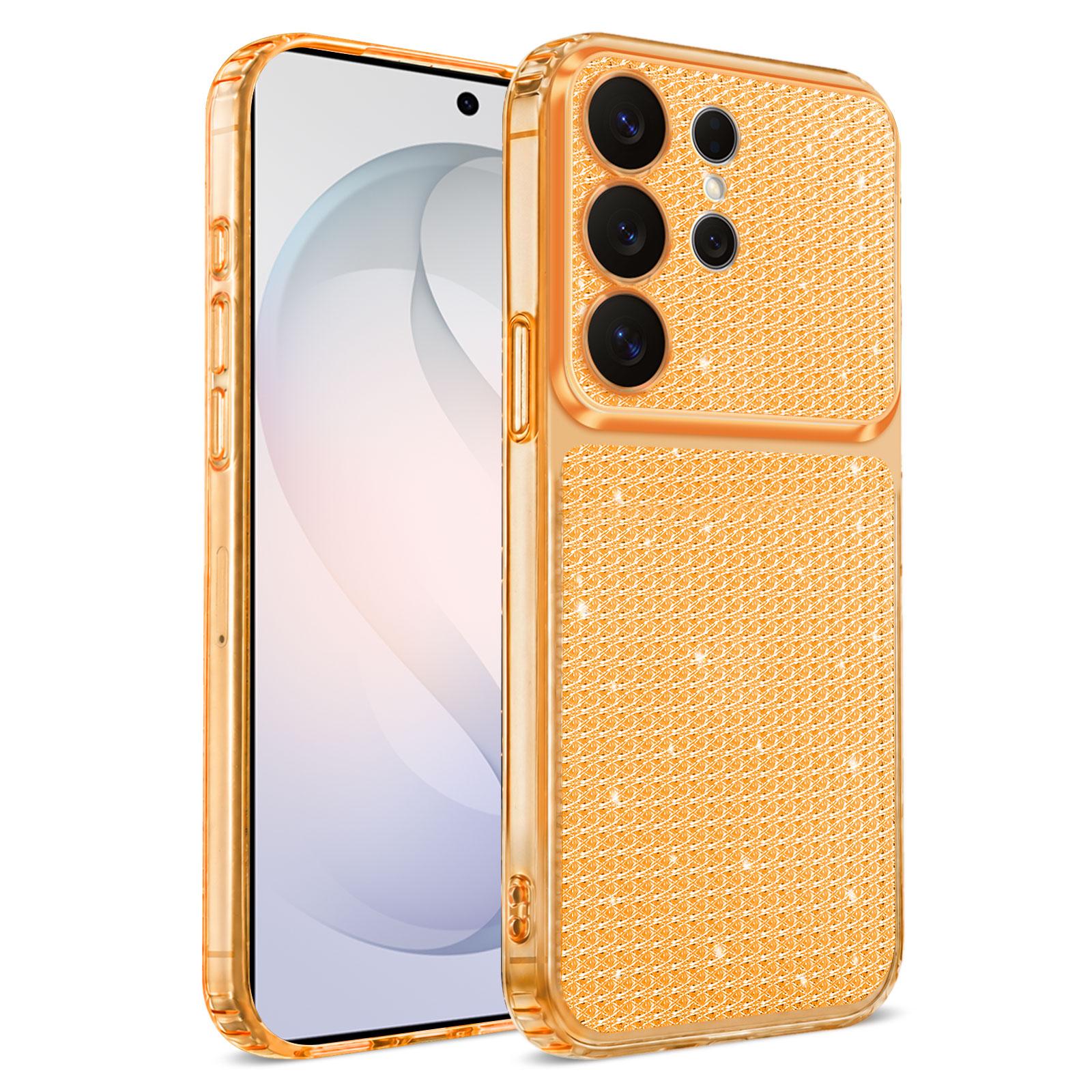 For Galaxy S26 Ultra 5G Sparkling Diamond Glitter Airbag Phone Case(Orange) - Shopkiz.com