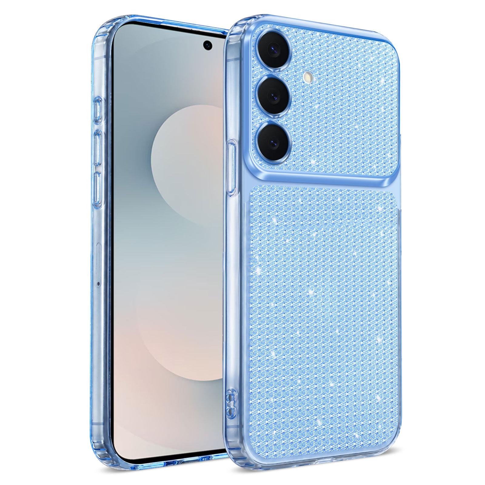 For Galaxy S25 5G / S24 5G Sparkling Diamond Glitter Airbag Phone Case(Blue) - Shopkiz.com