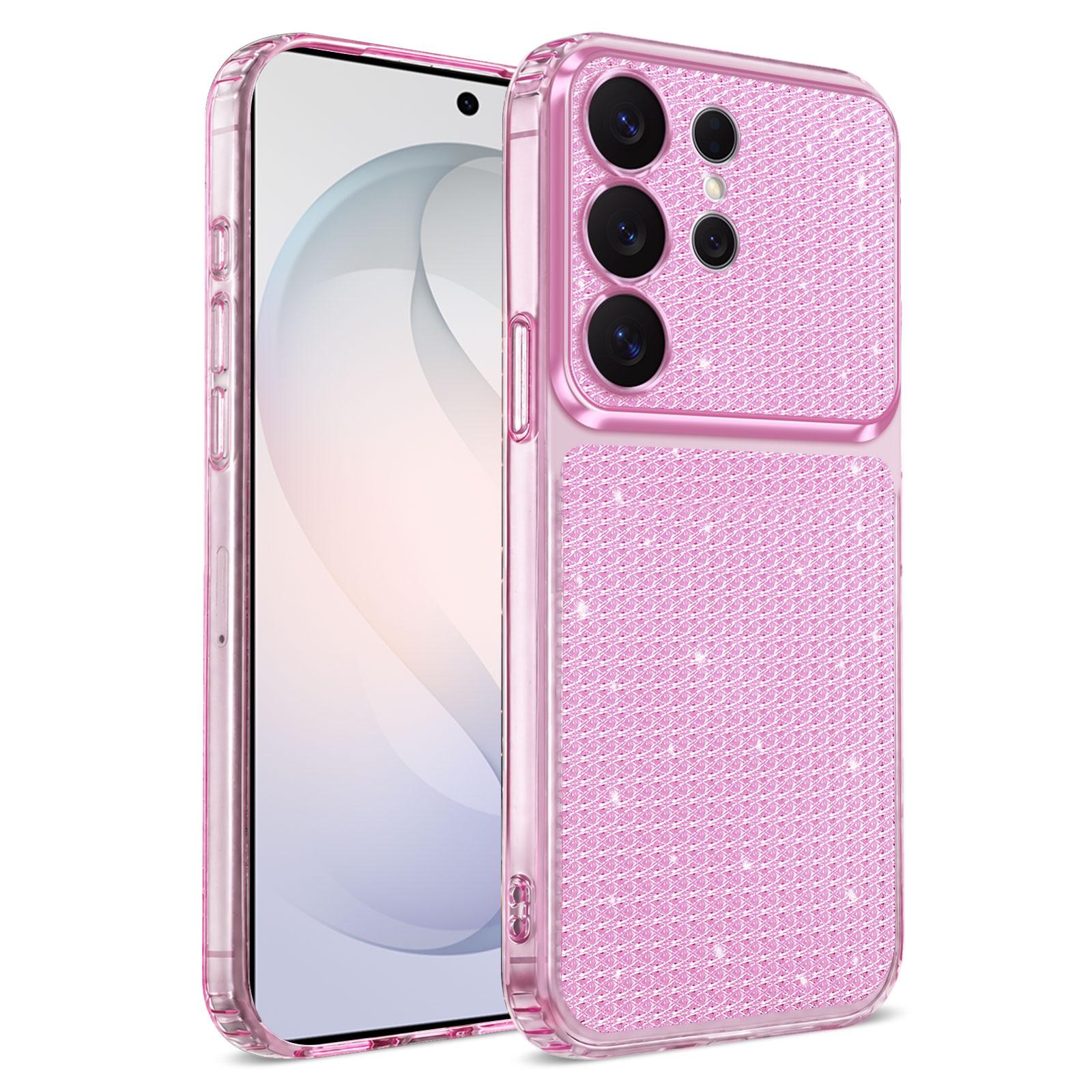 For Galaxy S23 Ultra 5G Sparkling Diamond Glitter Airbag Phone Case(Pink) - Shopkiz.com