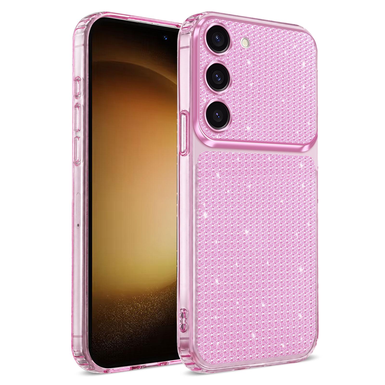 For Galaxy S21 FE 5G Sparkling Diamond Glitter Airbag Phone Case(Pink) - Shopkiz.com