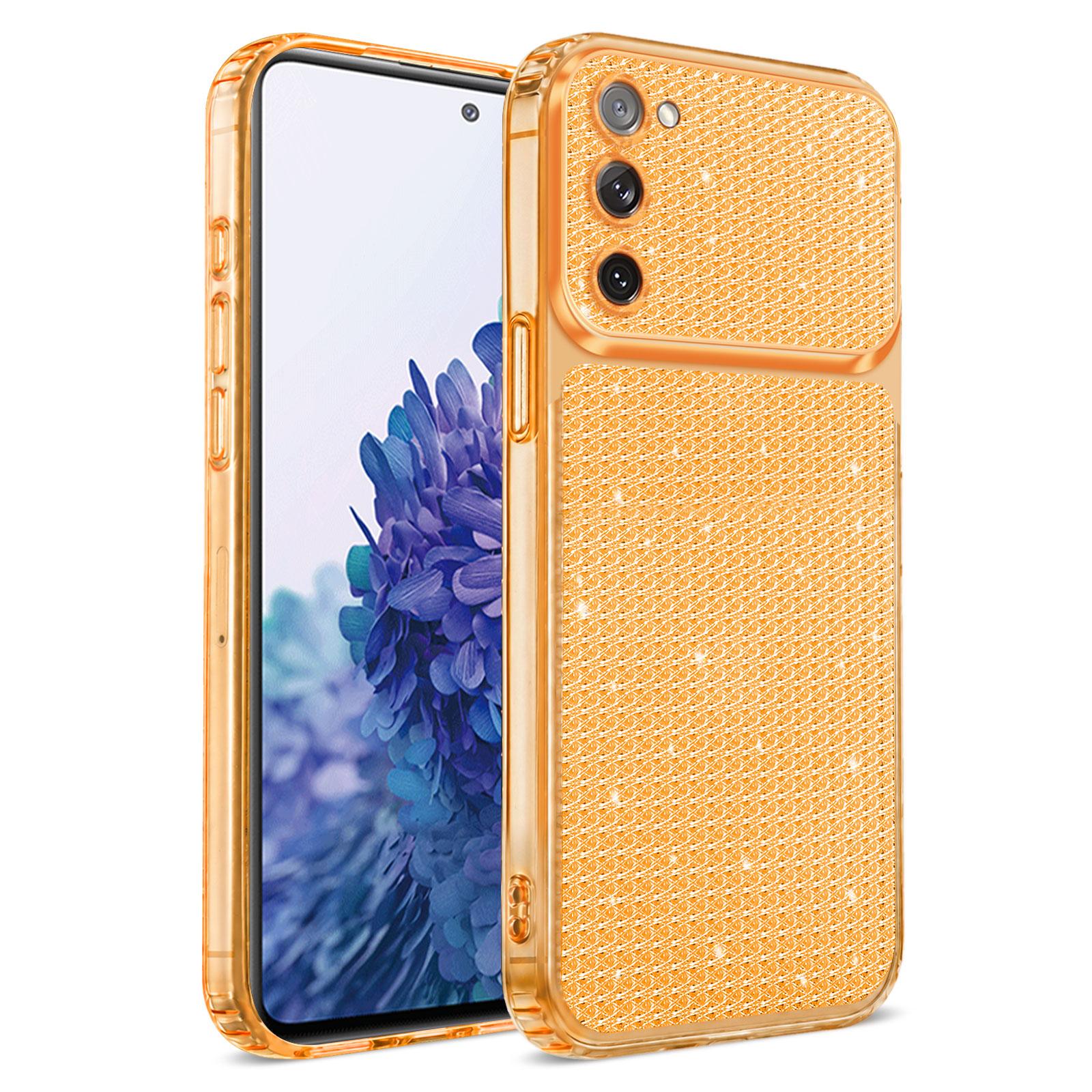 For Galaxy S20 FE 2022 / S20 FE Sparkling Diamond Glitter Airbag Phone Case(Orange) - Shopkiz.com