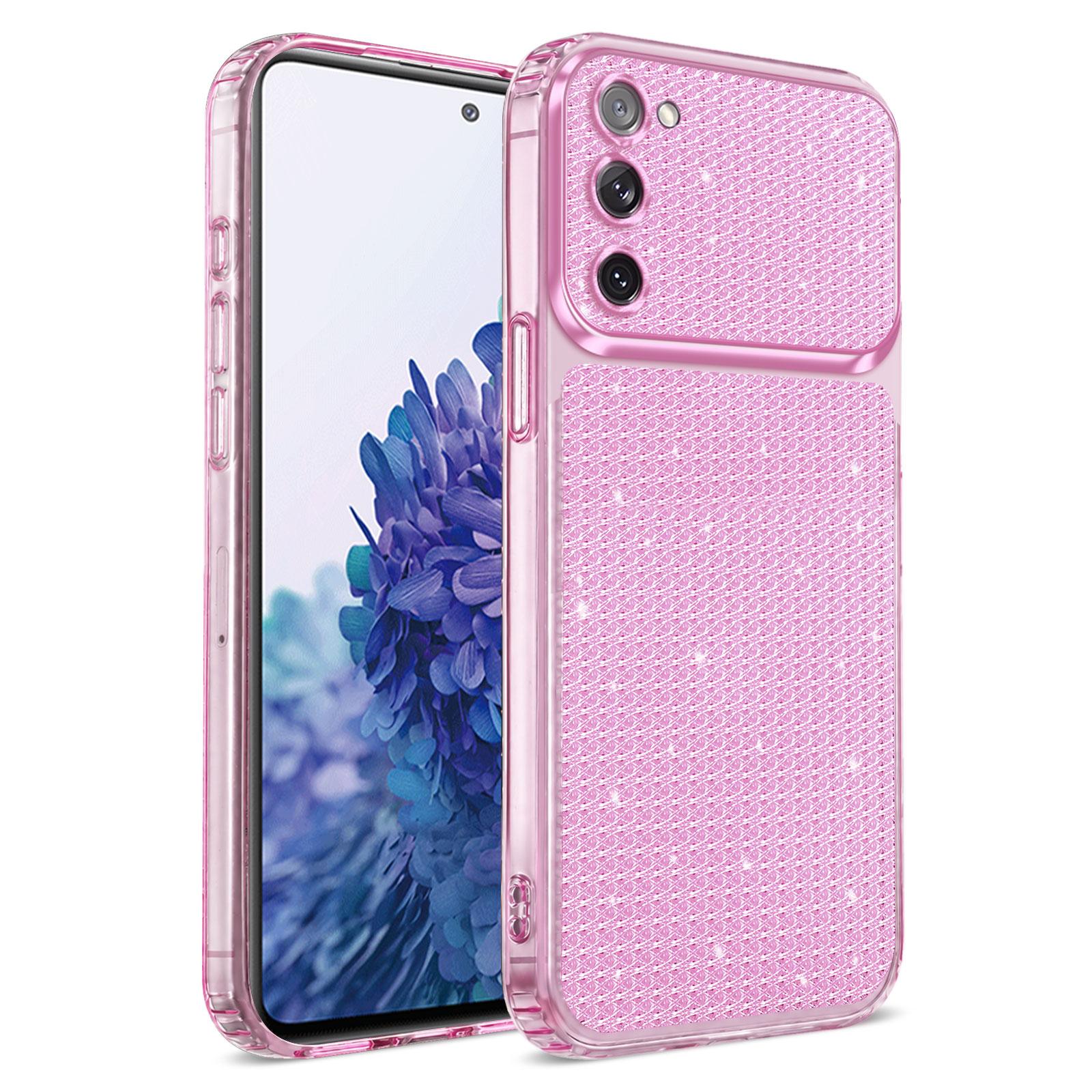 For Galaxy S20 FE 2022 / S20 FE Sparkling Diamond Glitter Airbag Phone Case(Pink) - Shopkiz.com