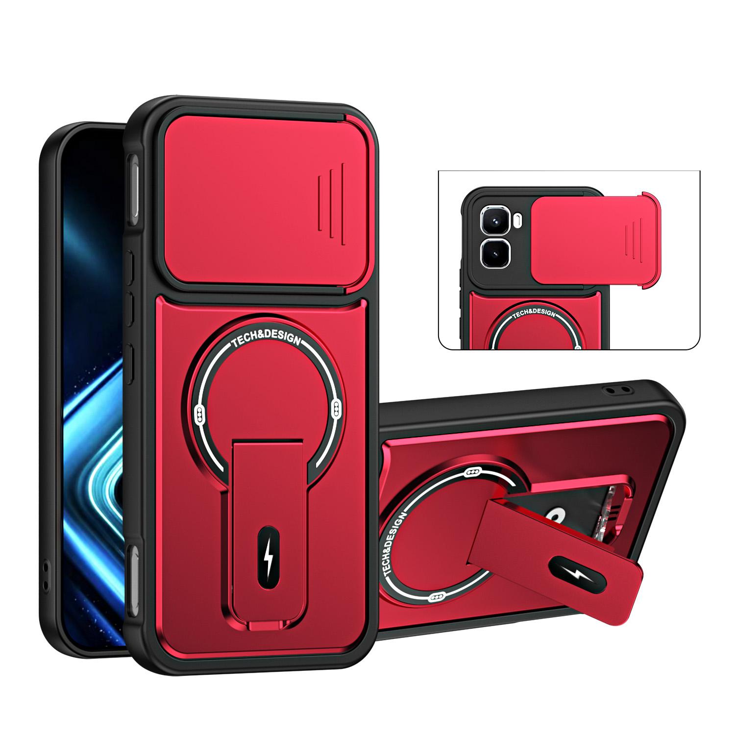 For Infinix GT 50 Pro Sliding Camshield Holder Magnetic Phone Case(Red) - Shopkiz.com