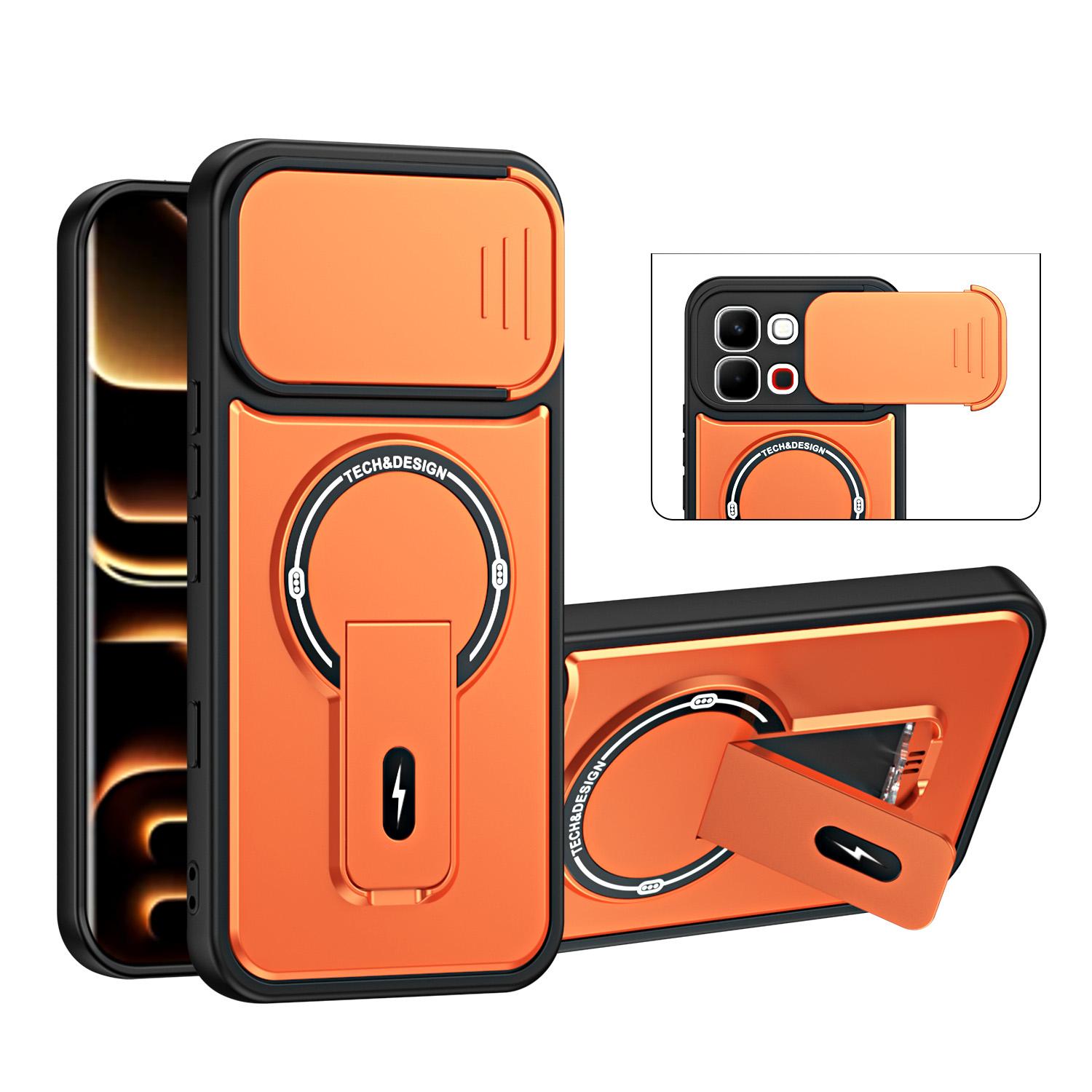 For Infinix Note Edge 5G Sliding Camshield Holder Magnetic Phone Case(Orange) - Shopkiz.com